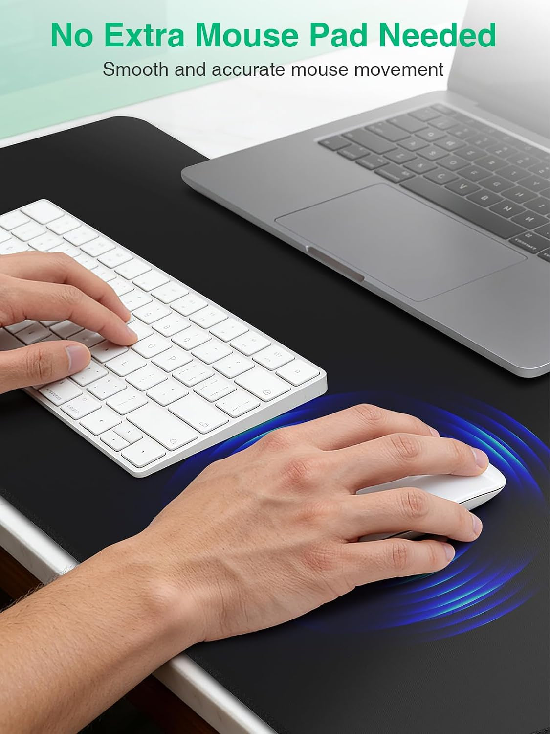Mouse Pad with Wireless Charging, Black Mousepad Long Desk Mat, Large Gaming Mouse Pad, Soft Mouse Pad Gaming Desk Pad with Non-Slip Rubber Base, Extended Computer Keyboard Mat Office Mice Pad