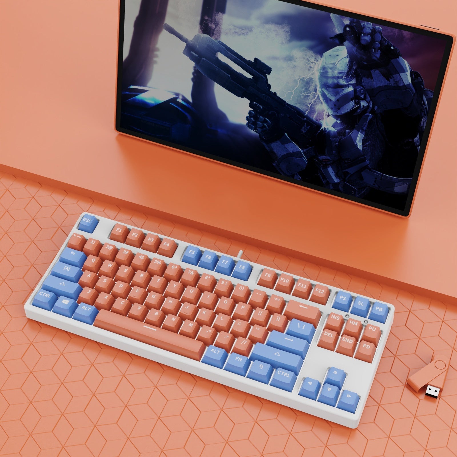 87 Key Wired Game Hot Plug Two Colors Mechanical Keyboard