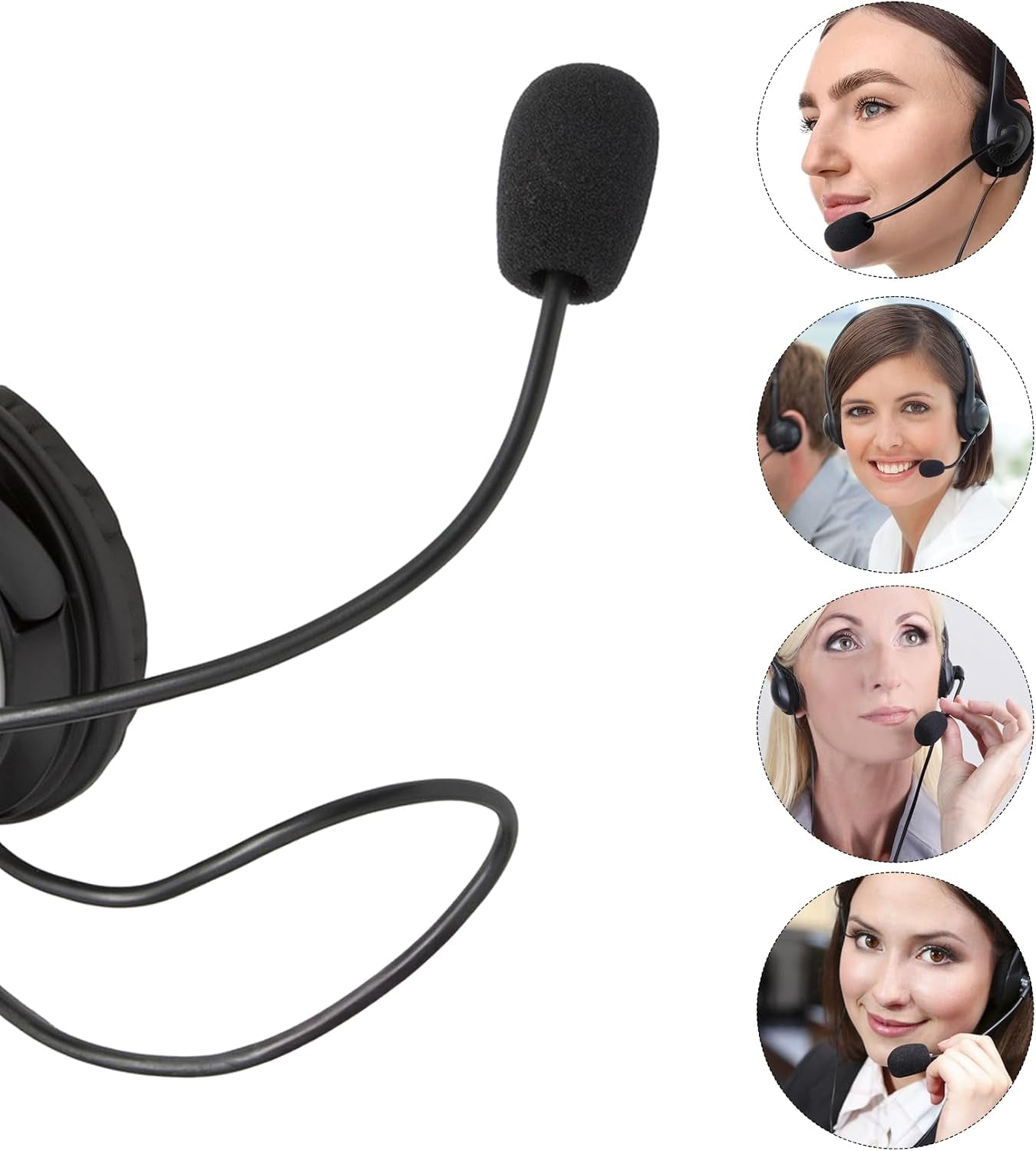 12 Pack Microphone Windscreen, Headset Mic Foam Cover High-Density Sponge Microphones Foams Windscreen Pop Filter Replacement for Headset Microphones (Black)