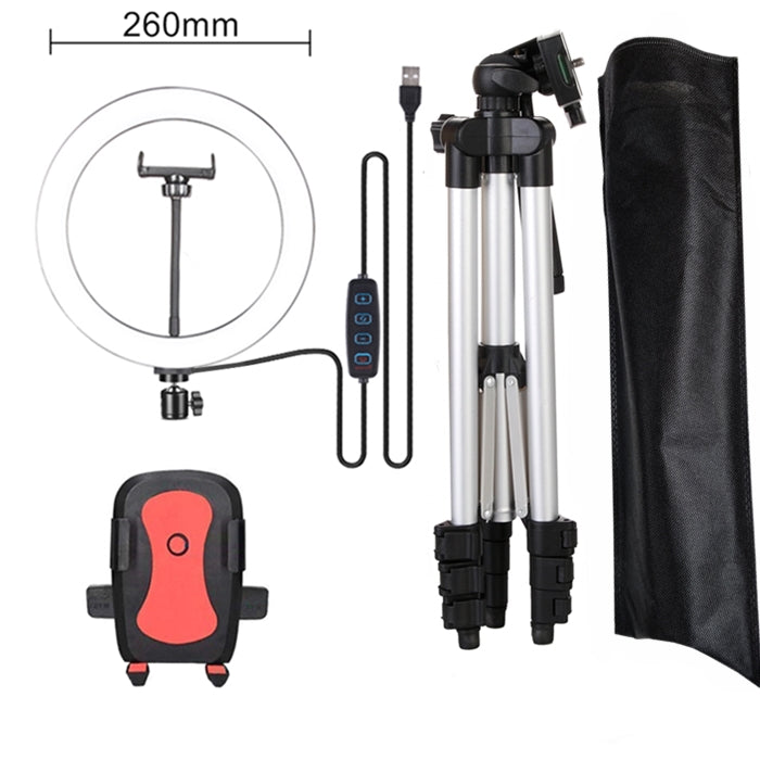 Apple-Compatible Aluminum Ring Light with Tripod, Mobile Holder, and Remote