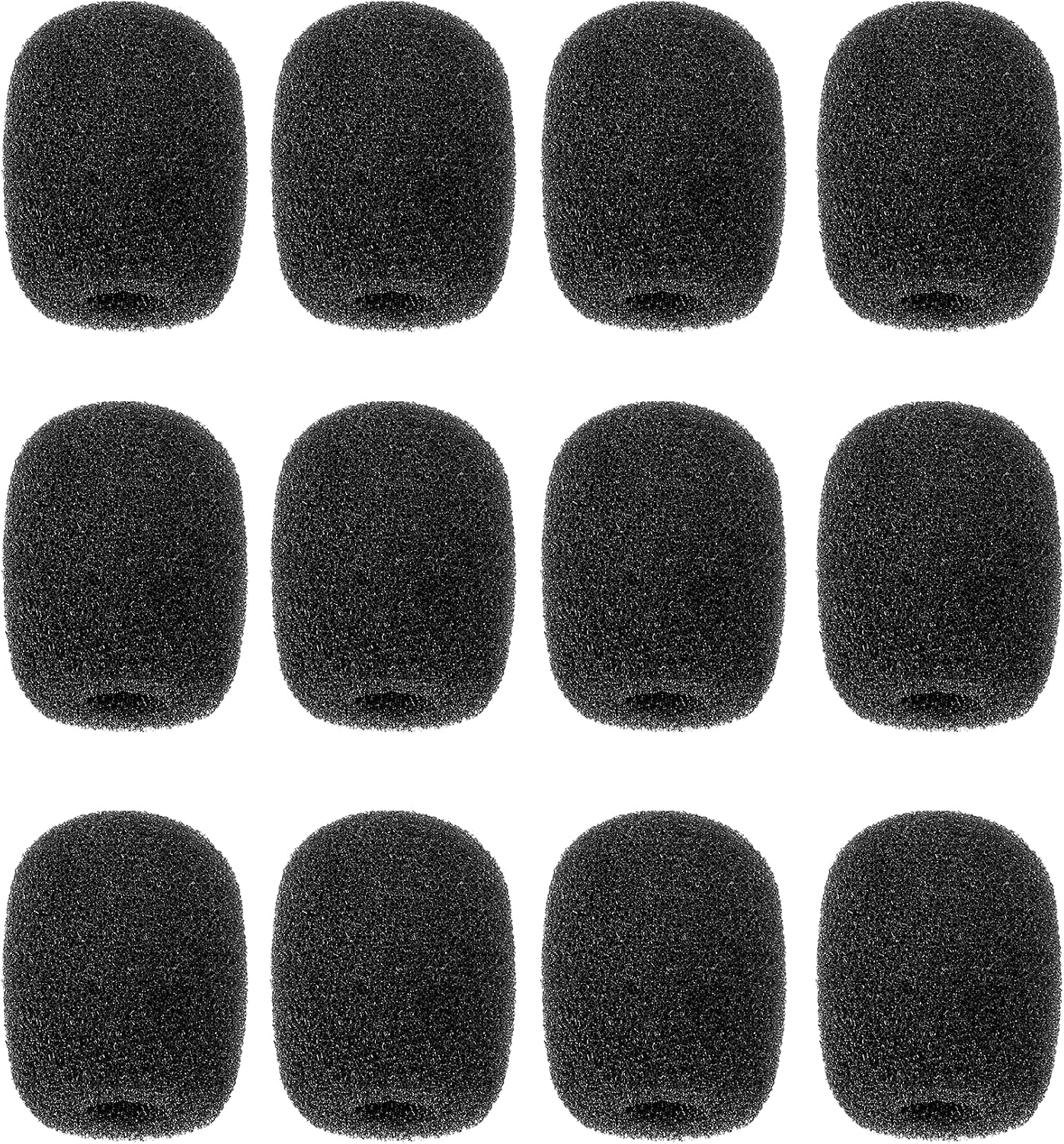 12 Pack Microphone Windscreen, Headset Mic Foam Cover High-Density Sponge Microphones Foams Windscreen Pop Filter Replacement for Headset Microphones (Black)