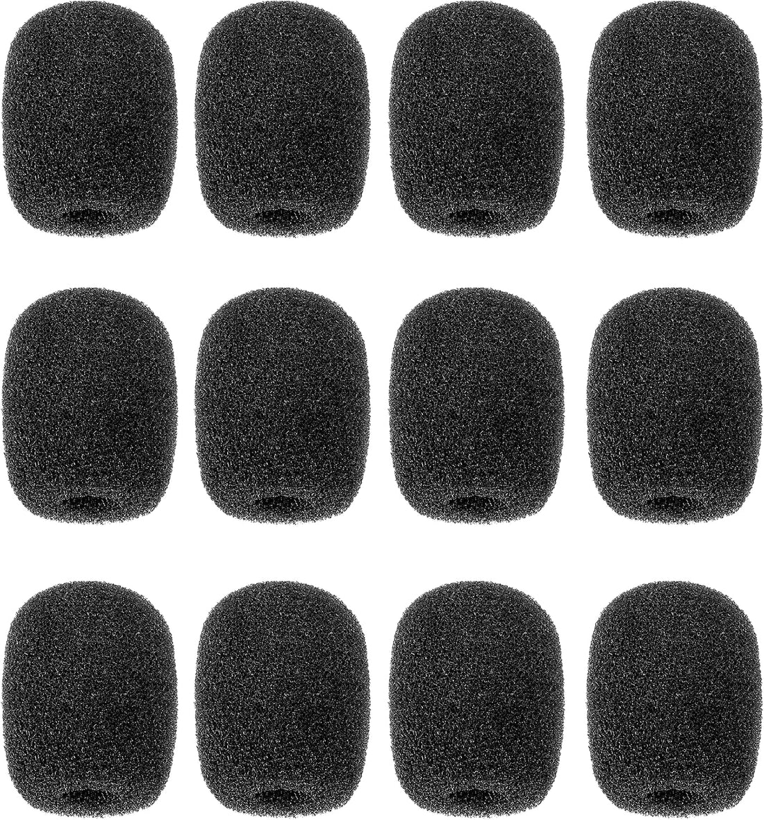 12 Pack Microphone Windscreen, Headset Mic Foam Cover High-Density Sponge Microphones Foams Windscreen Pop Filter Replacement for Headset Microphones (Black)