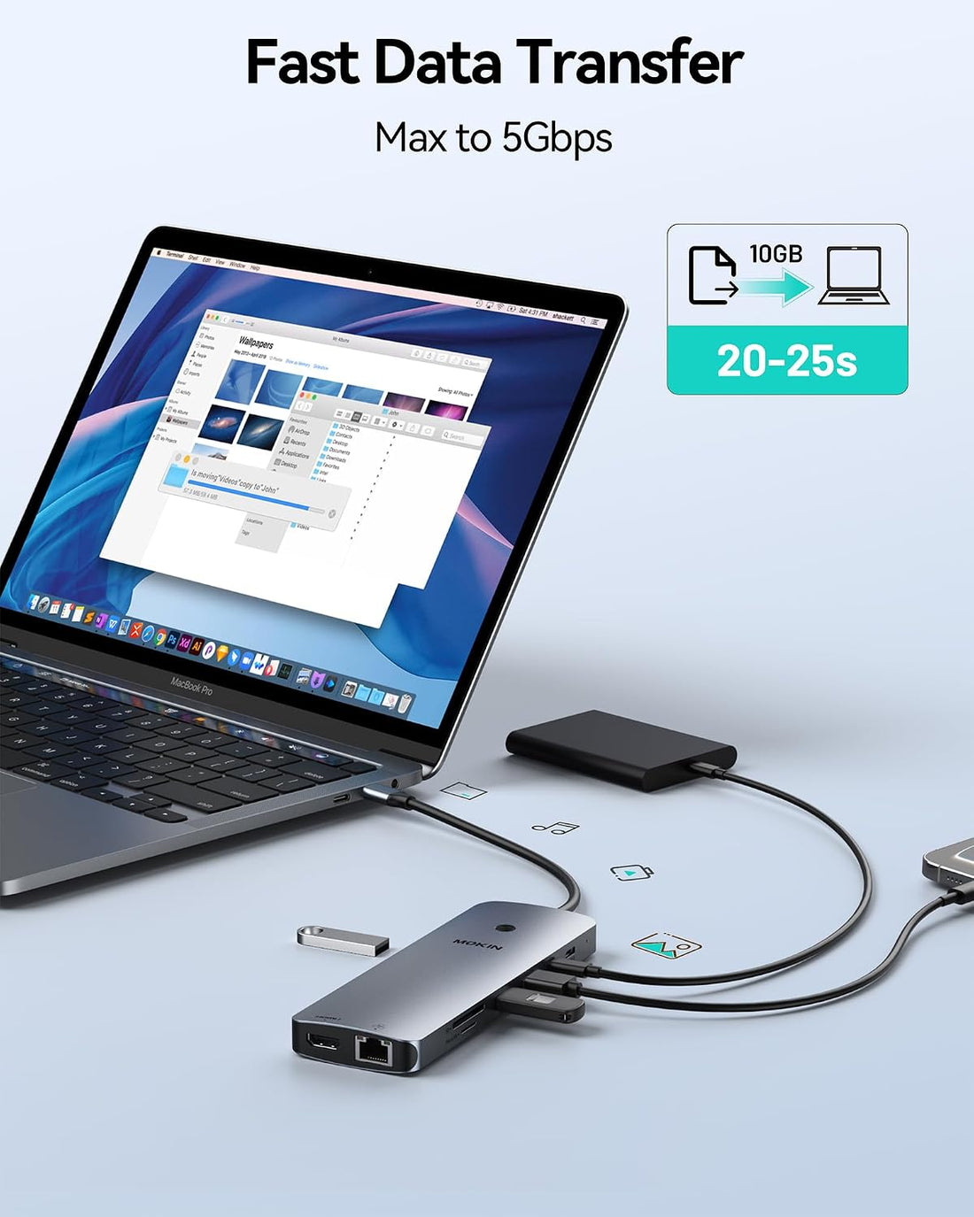 Laptop Docking Station Dual Monitor 4K HDMI USB C Hub for Dell/Hp/Mac