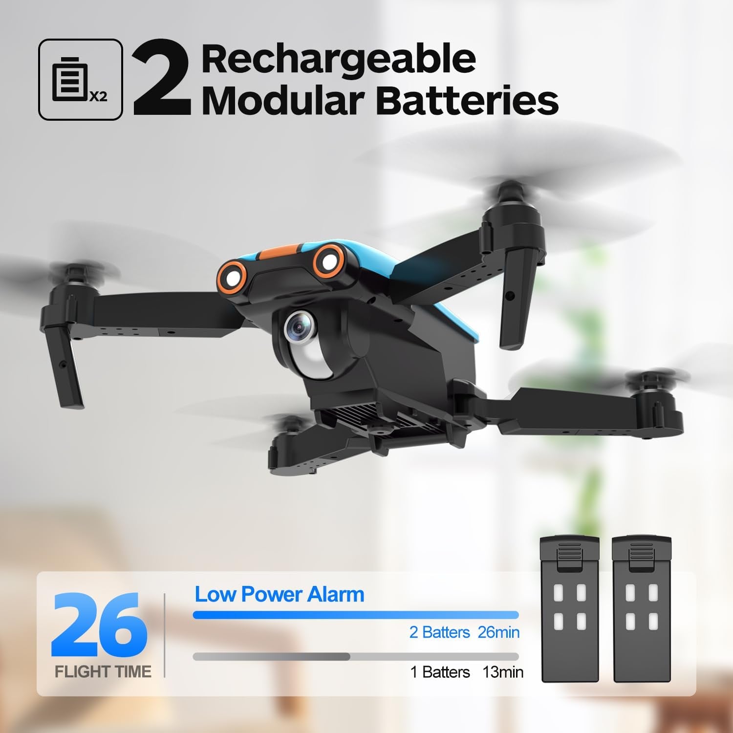 Drone with Camera for Adults, Foldable 2.4Ghz FPV Drone for Beginner and Adults,26 Mins Flight Time, RC Quadcopter Toys Gift, Altitude Hold, 2 Batteries
