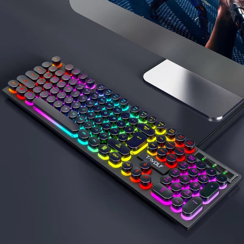 T80 Wired Retro Punk Keyboard Glow