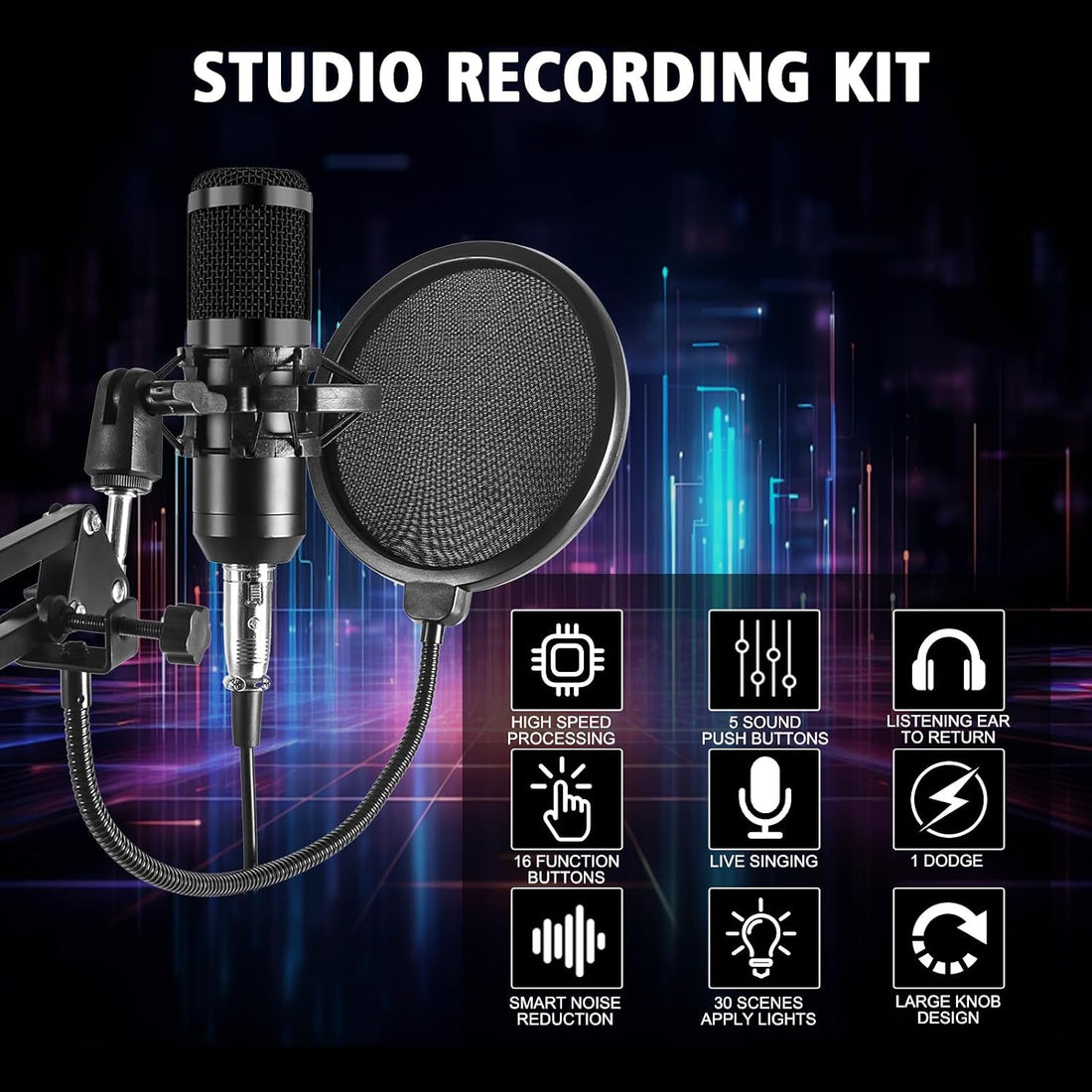 Podcast Equipment Bundle, V10XPRO Audio Mixer with Voice Changer