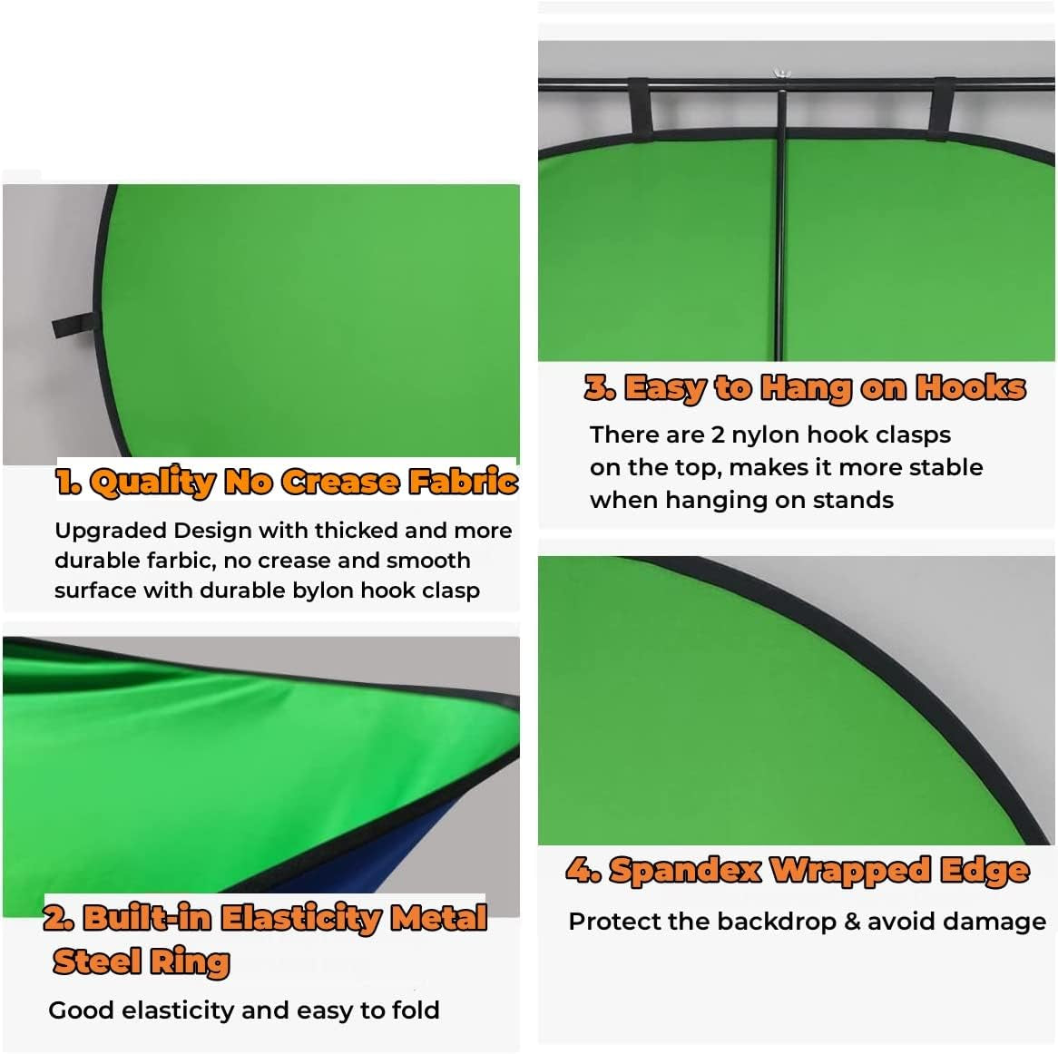 Blue Green Screen Backdrop Double Sided Collapsible Greenscreen Backdrop with Carrying Bag,Portable Pop up Green Screen Background for Streaming Webcam 39.4 * 59.1"