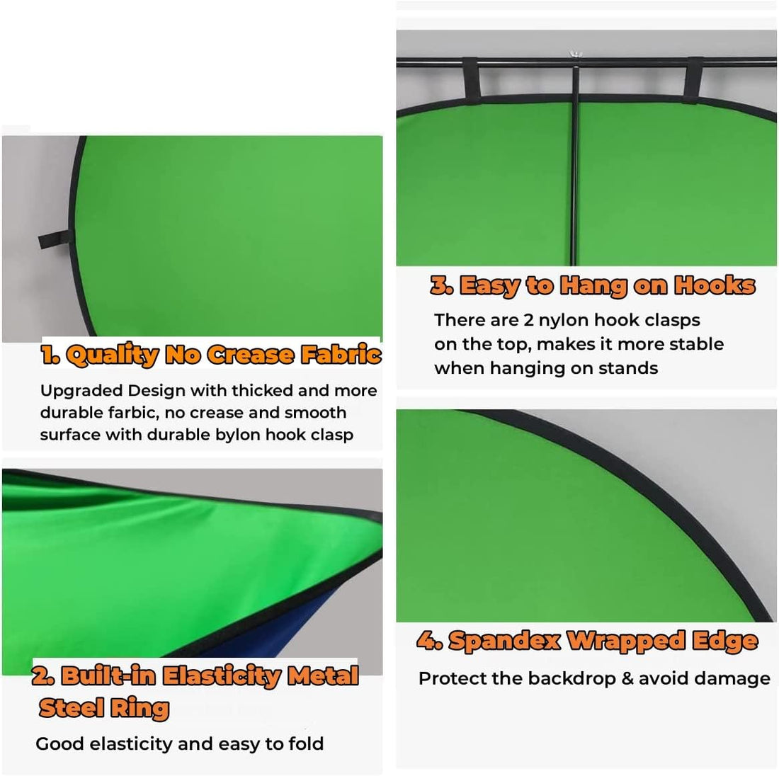 Blue Green Screen Backdrop Double Sided Collapsible Greenscreen Backdrop with Carrying Bag,Portable Pop up Green Screen Background for Streaming Webcam 39.4 * 59.1"