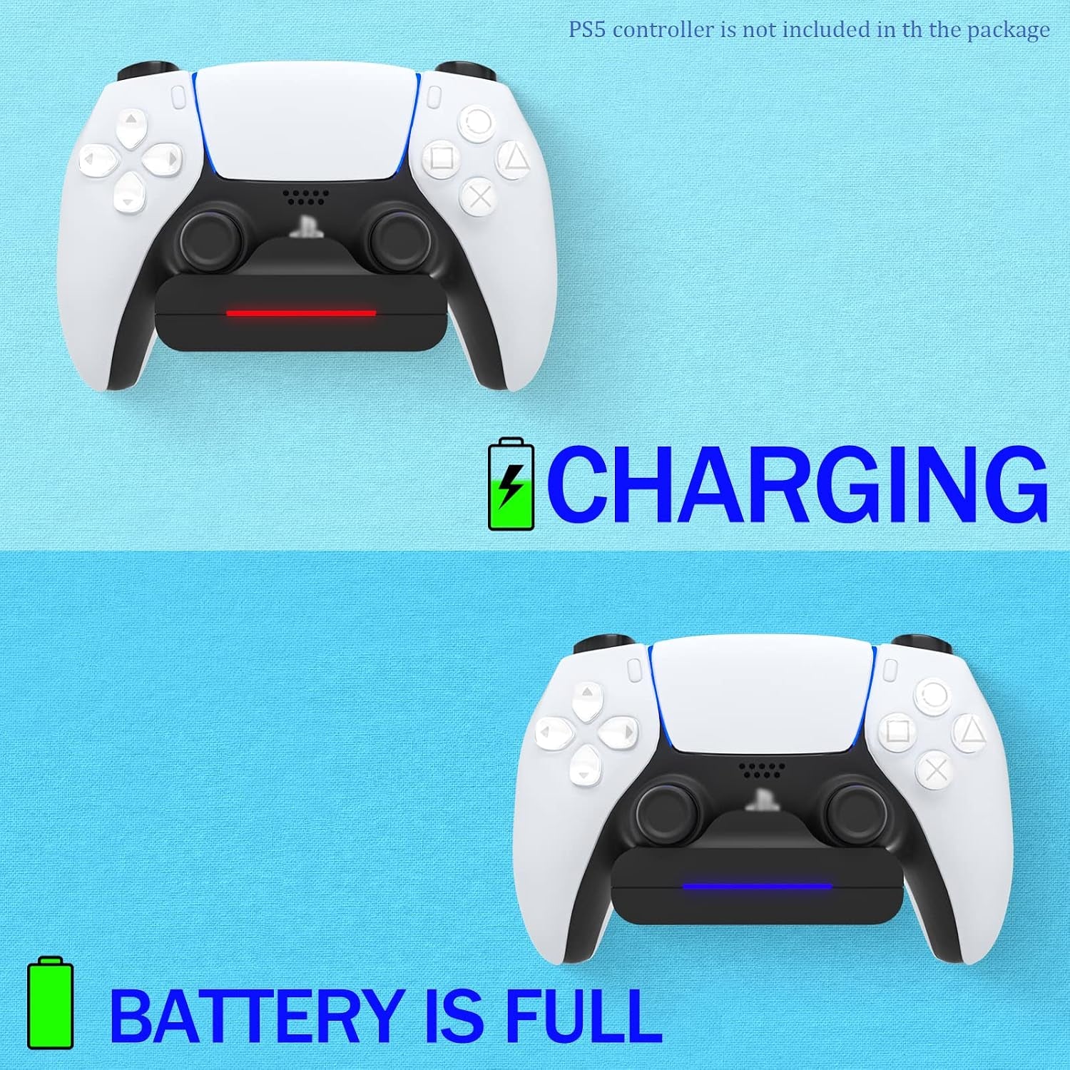 PS5 Controller Wall Mount Charger Dock with 3.3Ft Cord,Charging Station Holder Fits for Midnight Black PS5 Pro Wireless Controller with LED Indicators Fast Charging Speed Cable, 2 Pack