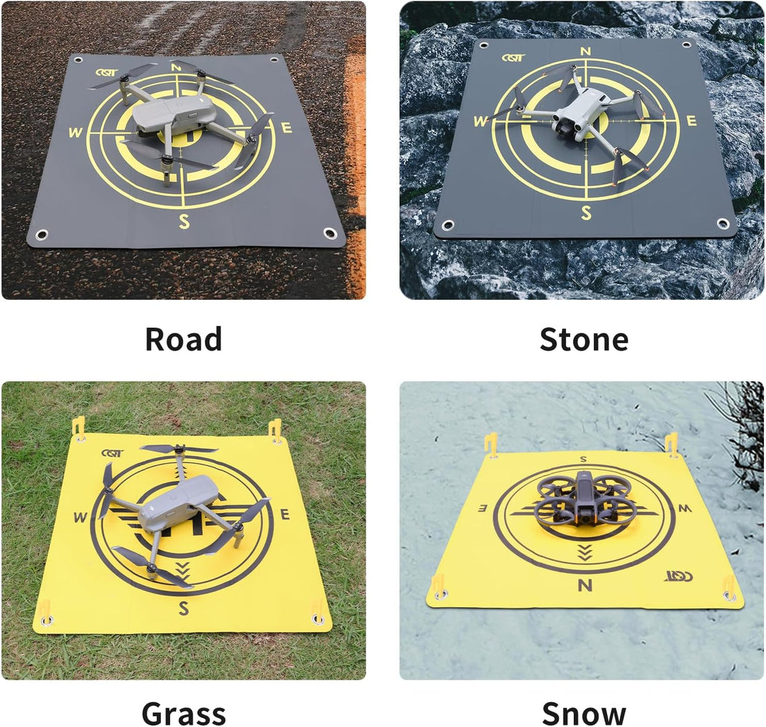 Drone Landing Pad Universal Waterproof Weighted Portable Fast-Foldable Helipad Launch for DJI Avata 360 Mavic 3 4 Pro/Mini 2 Se/Air 2 2S/Mini 3 4 5 Pro/Mavic 2/Holy Stone/Fpv/Avata 2/RC Quadcopters Accessories (55CM Yellow+Dark Gray)