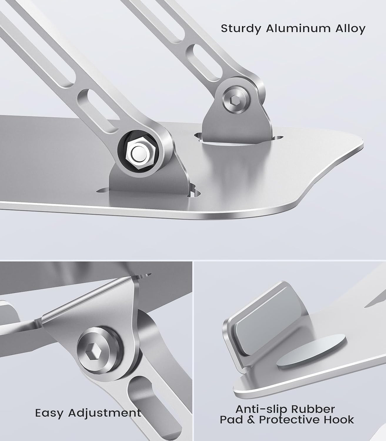 Adjustable Aluminum Laptop Stand for Desk, Laptop Riser for 11-16"