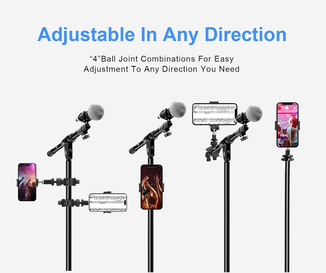Adjustable Phone Holder for Mic Stand, Compatible with All Smartphones, Including Iphone, Samsung Galaxy, Google Pixel