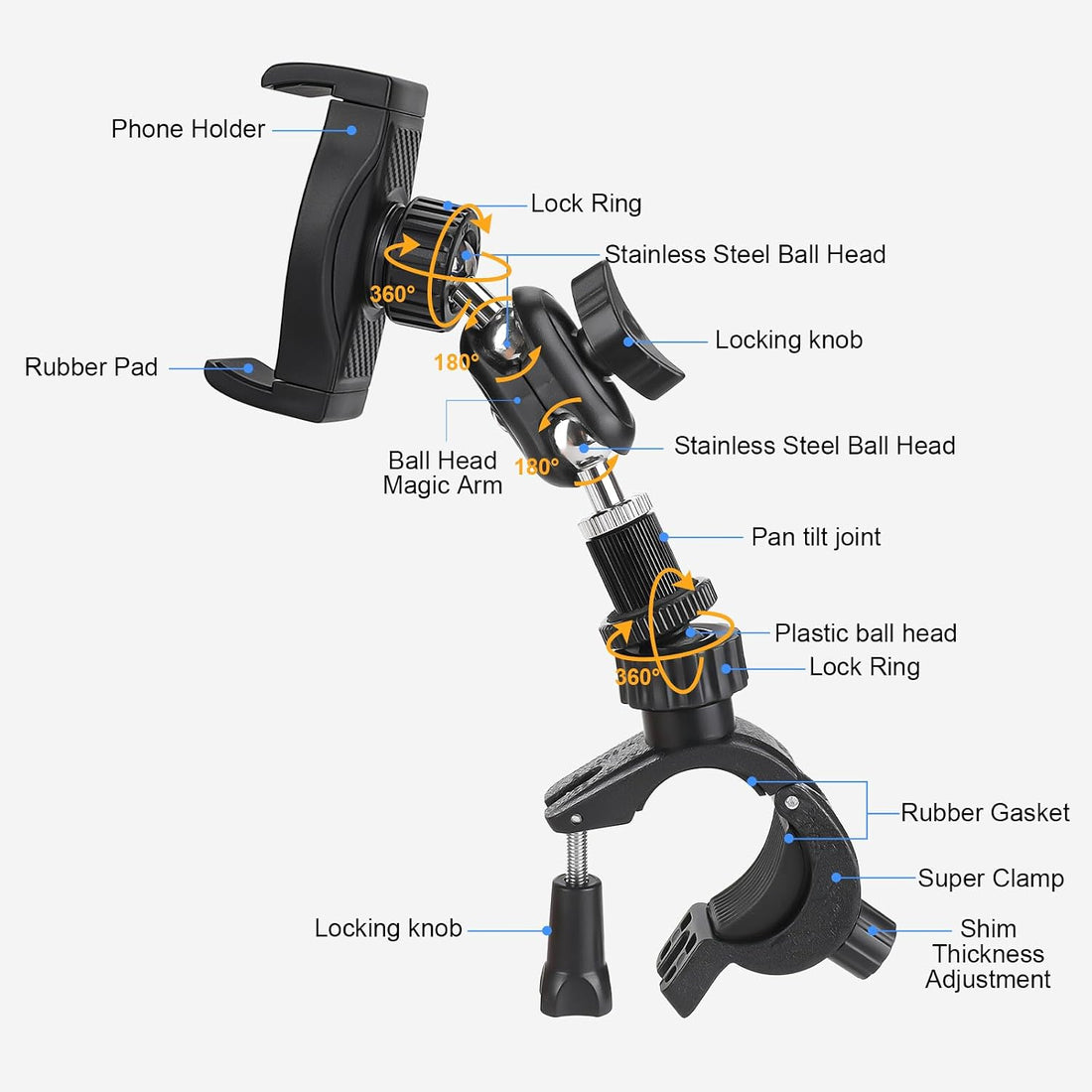 Adjustable Phone Holder for Mic Stand, Compatible with All Smartphones, Including Iphone, Samsung Galaxy, Google Pixel