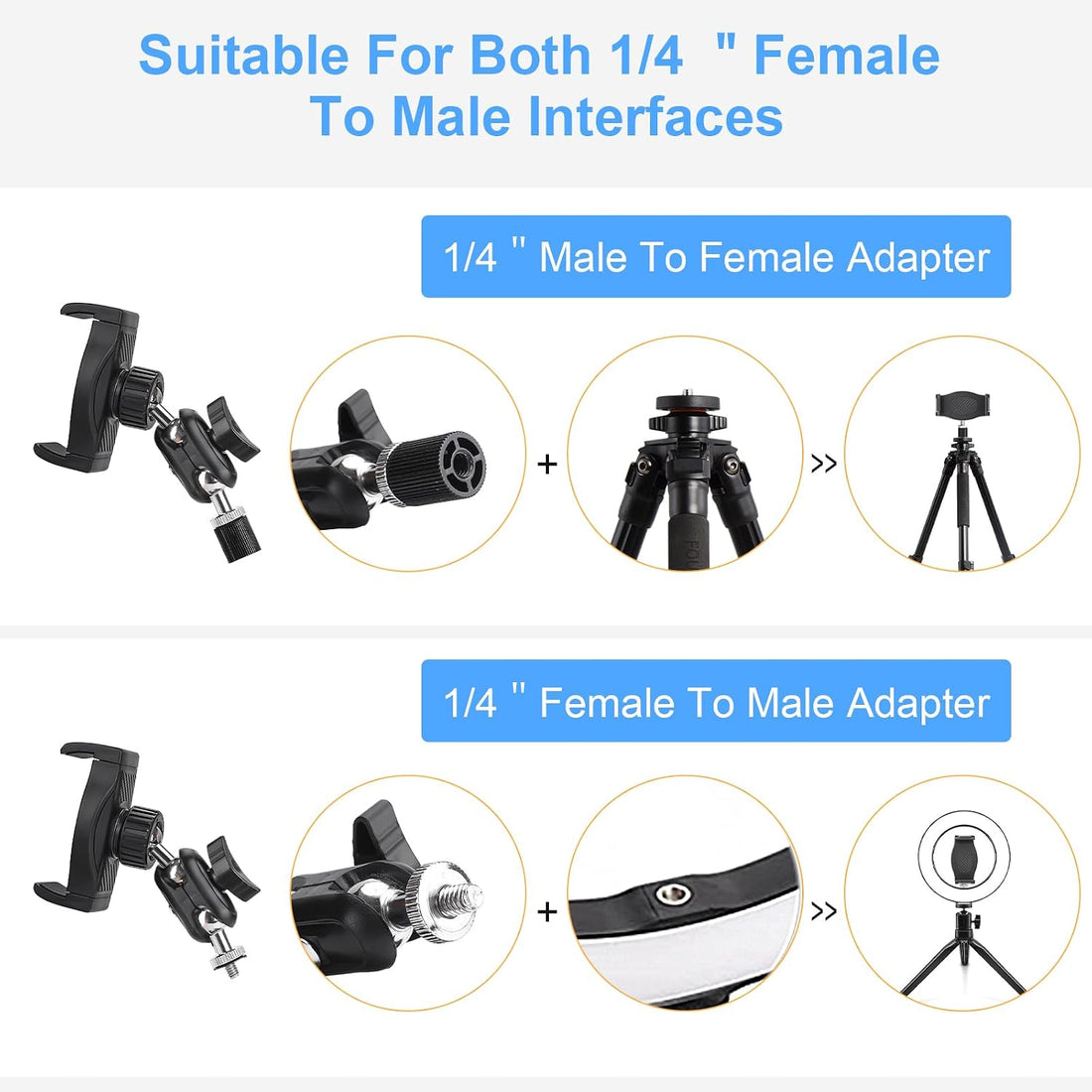 Adjustable Phone Holder for Mic Stand, Compatible with All Smartphones, Including Iphone, Samsung Galaxy, Google Pixel