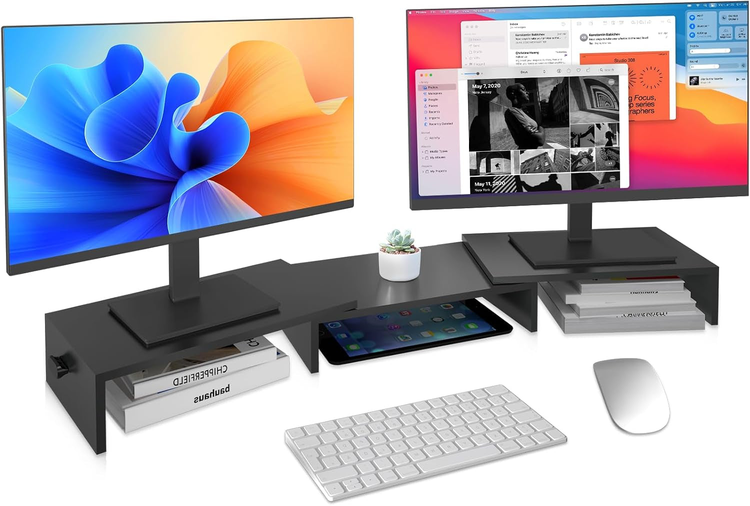 Monitor Stand Riser with Adjustable Length and Swivel Angles
