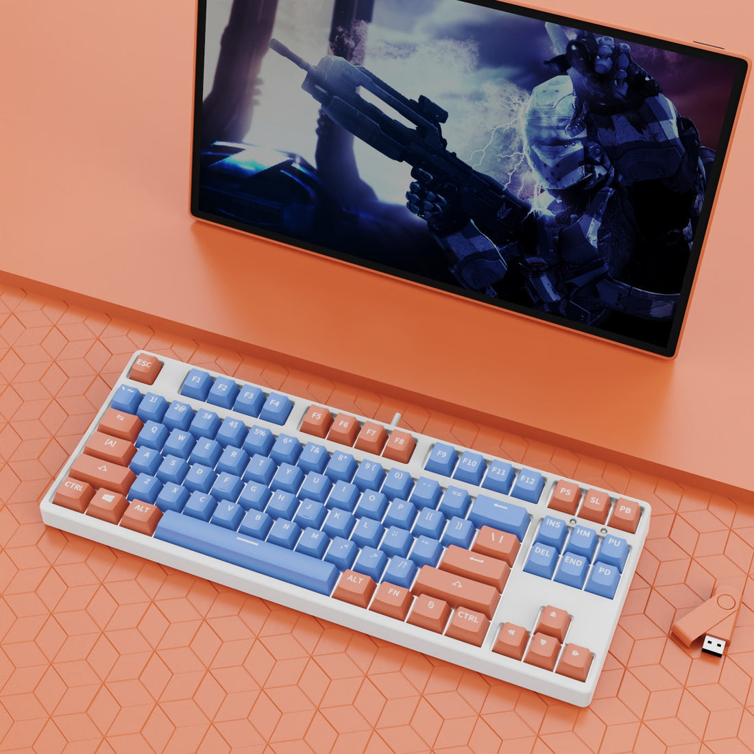 87 Key Wired Game Hot Plug Two Colors Mechanical Keyboard