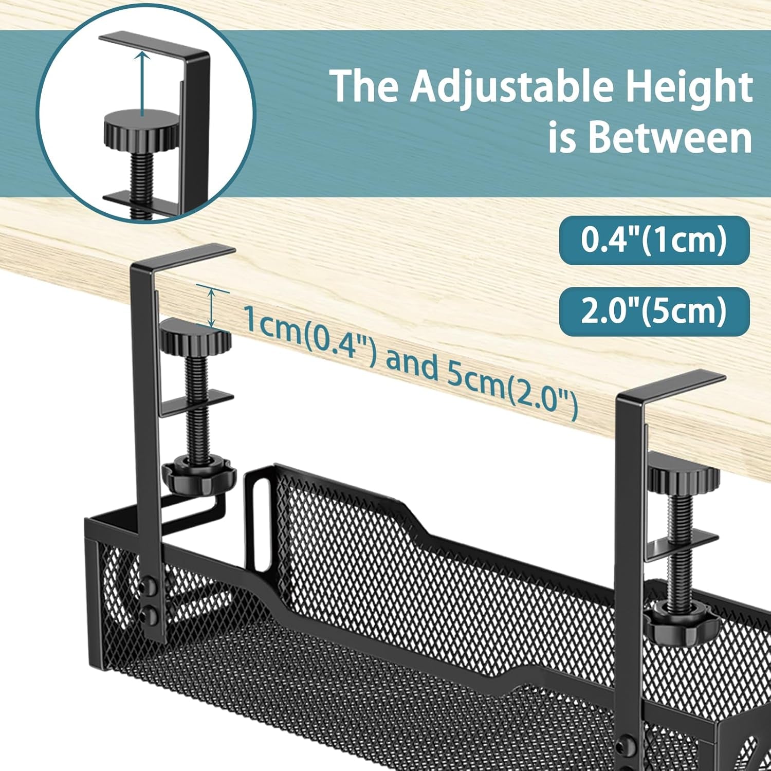 Under Desk Cable Management Tray, No Drill Mesh Cable Tray Cord Organizer