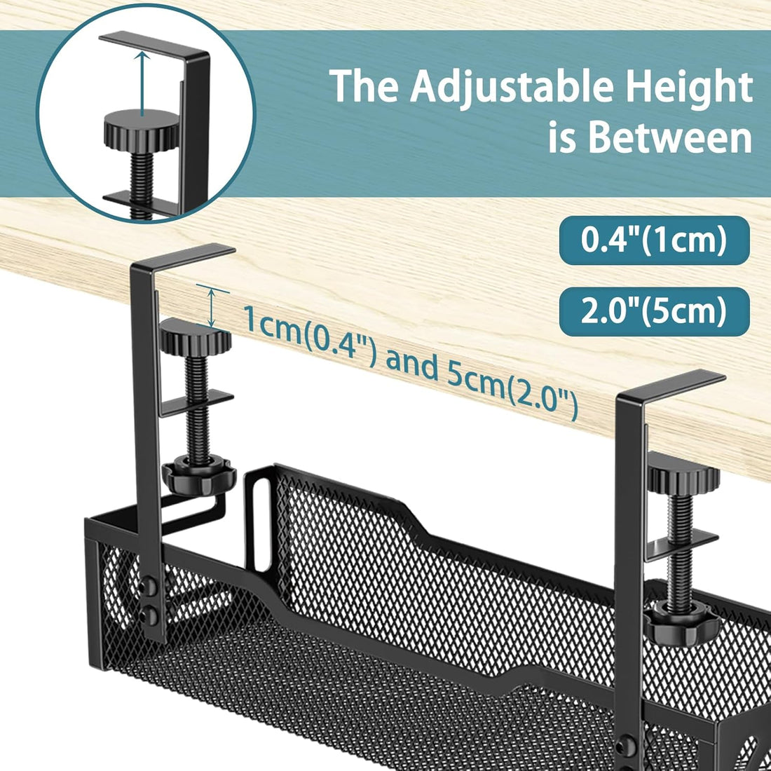 Under Desk Cable Management Tray, No Drill Mesh Cable Tray Cord Organizer