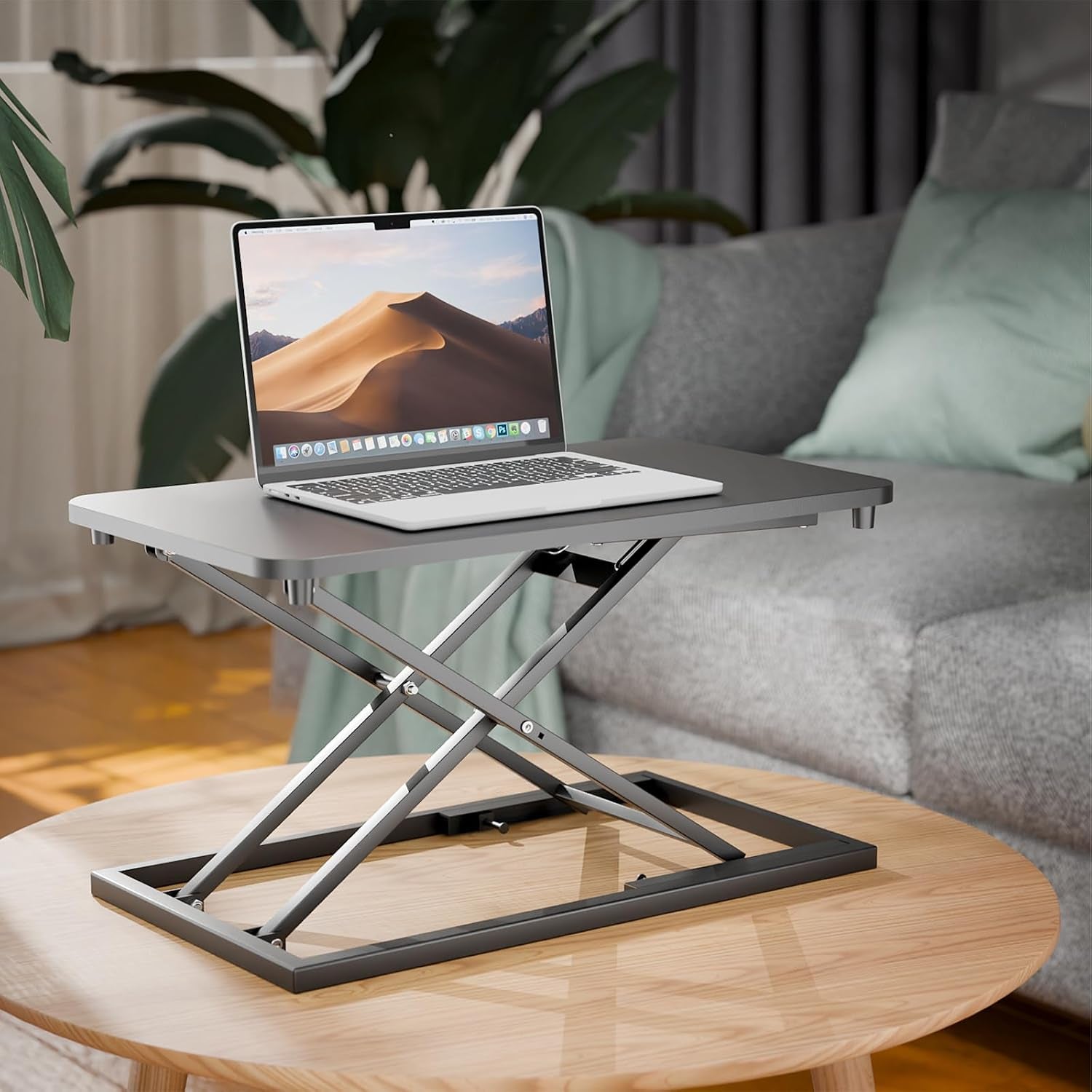 Standing Desk Converter Height Adjustable, Sit to Stand up Desk Riser Computer Workstation Use in Laptop and Single Monitor Ergonomic Desktop Workstation for Home Office - Black