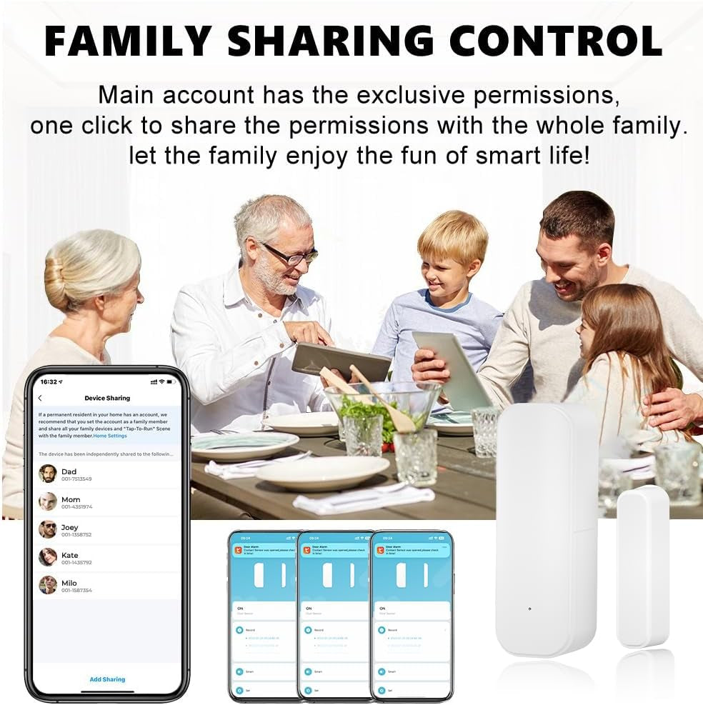 Wifi Door Sensor 2 Pack, Smart Contact Sensor with App Alerts, No Hub