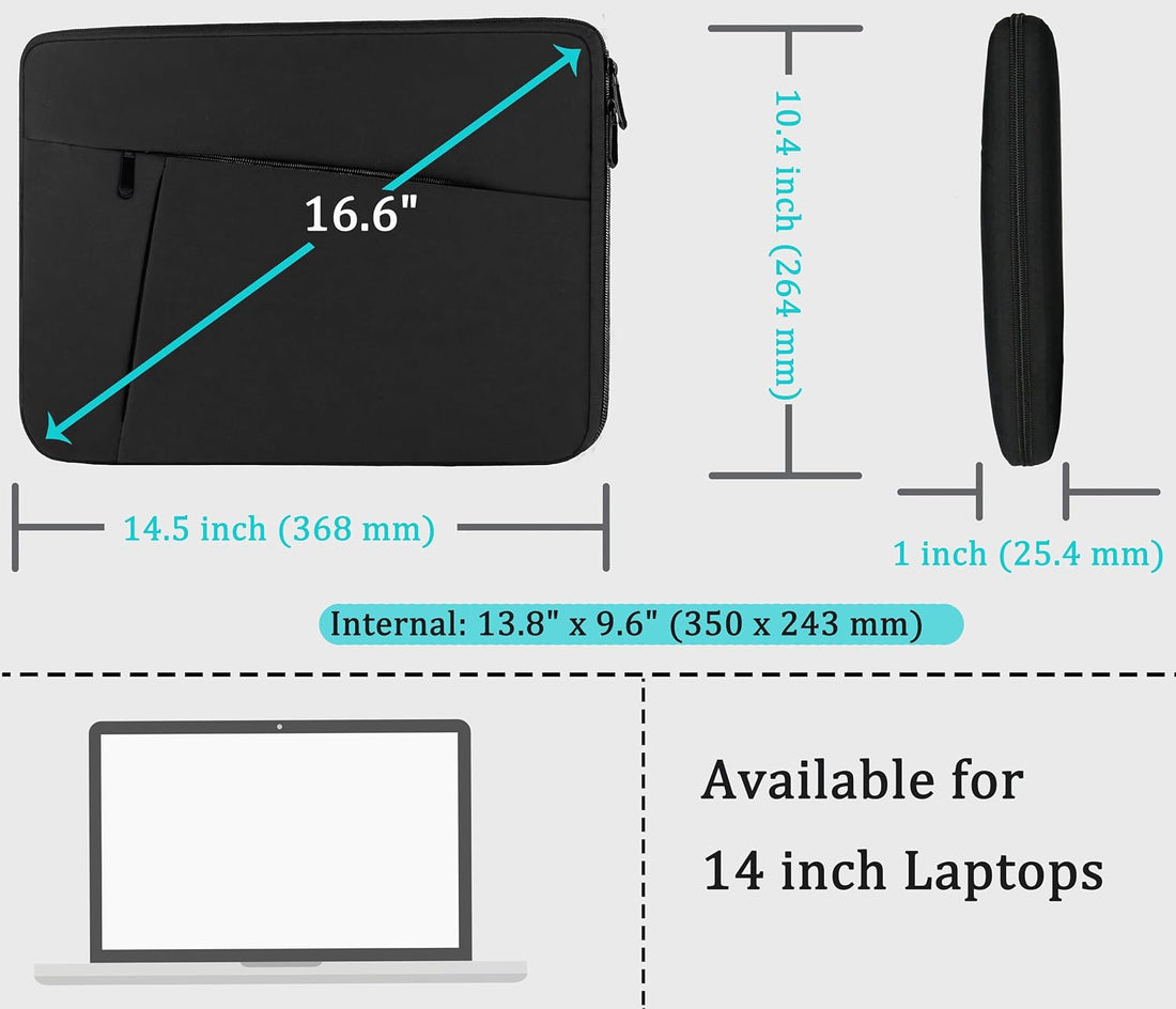 Laptop Sleeve Case 14 Inch, Protective Soft Padded Computer Carrying Bag