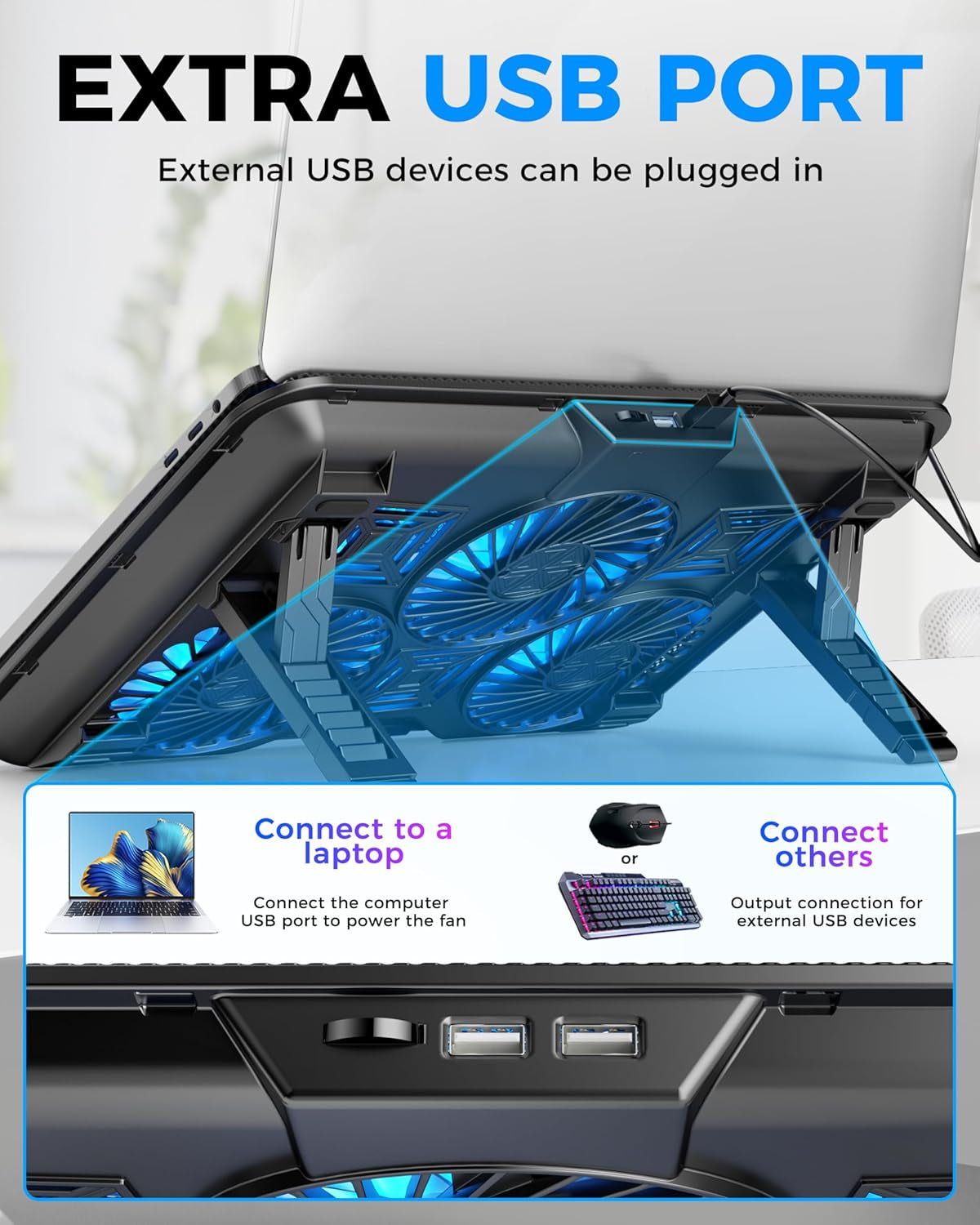 Laptop Cooling Pad with 6 High-Speed Fans for 14-17.3 Inch Laptops
