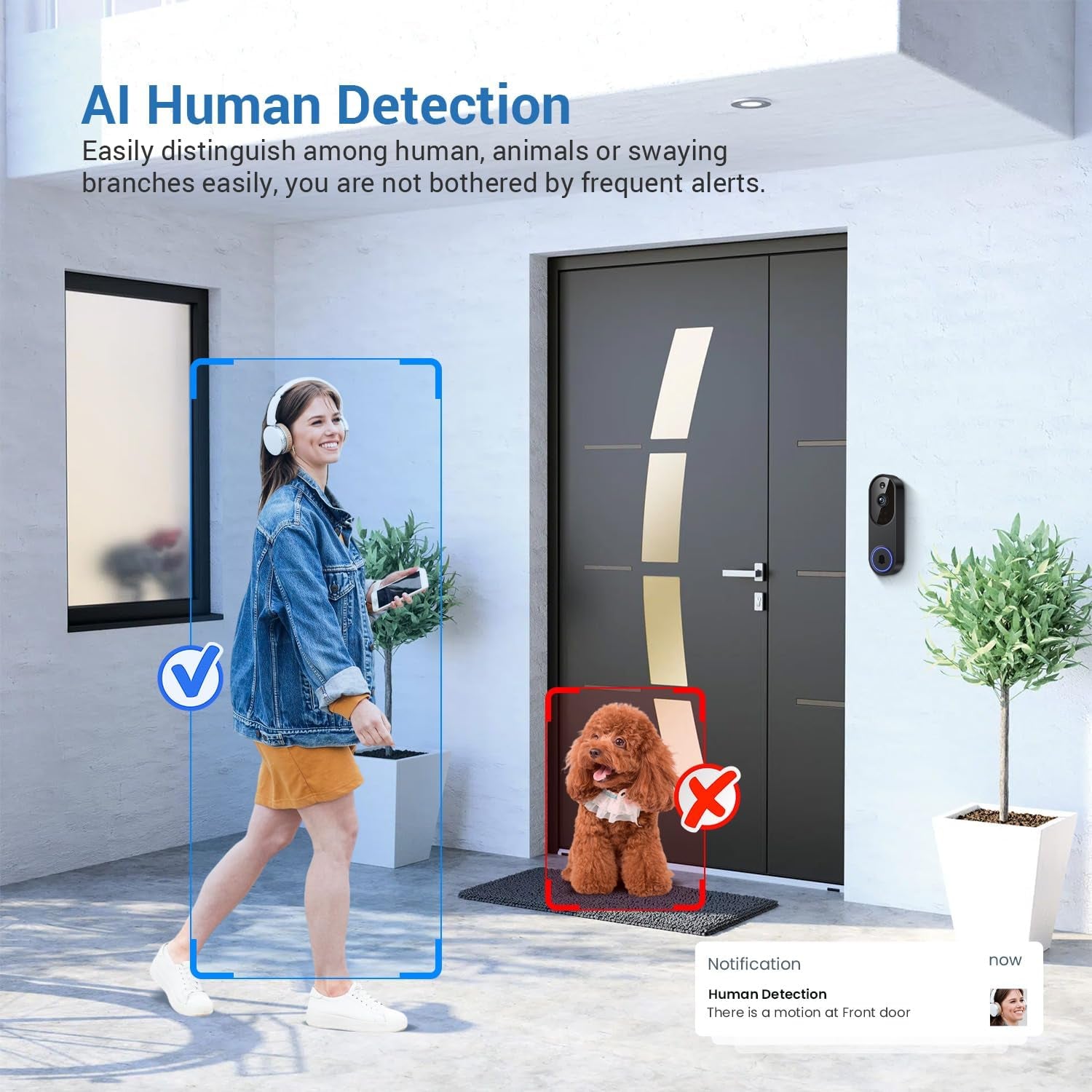 1080P Battery Wifi Video Doorbell Camera Wireless with Color Night Vision