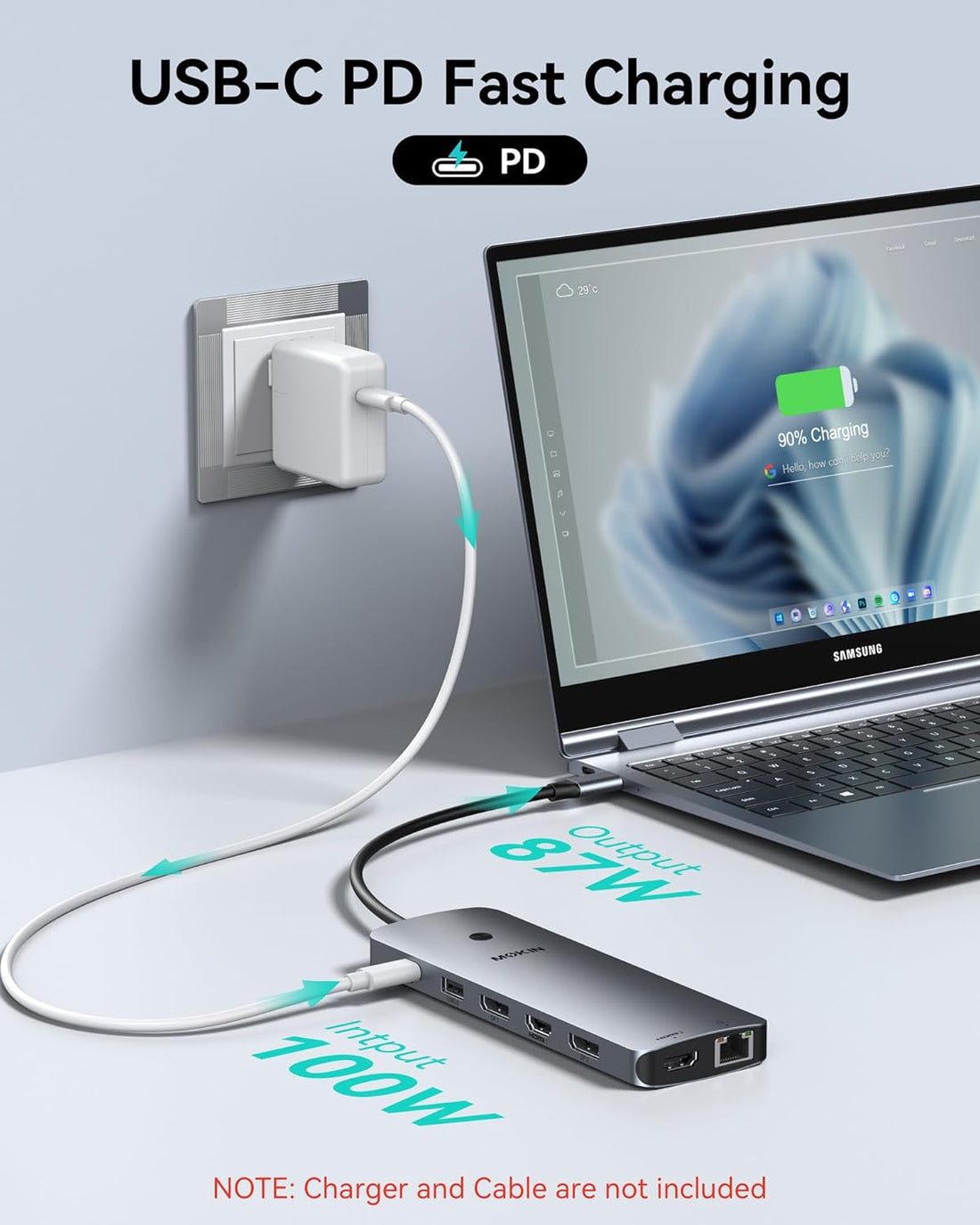 Laptop Docking Station Dual Monitor 4K HDMI USB C Hub for Dell/Hp/Mac
