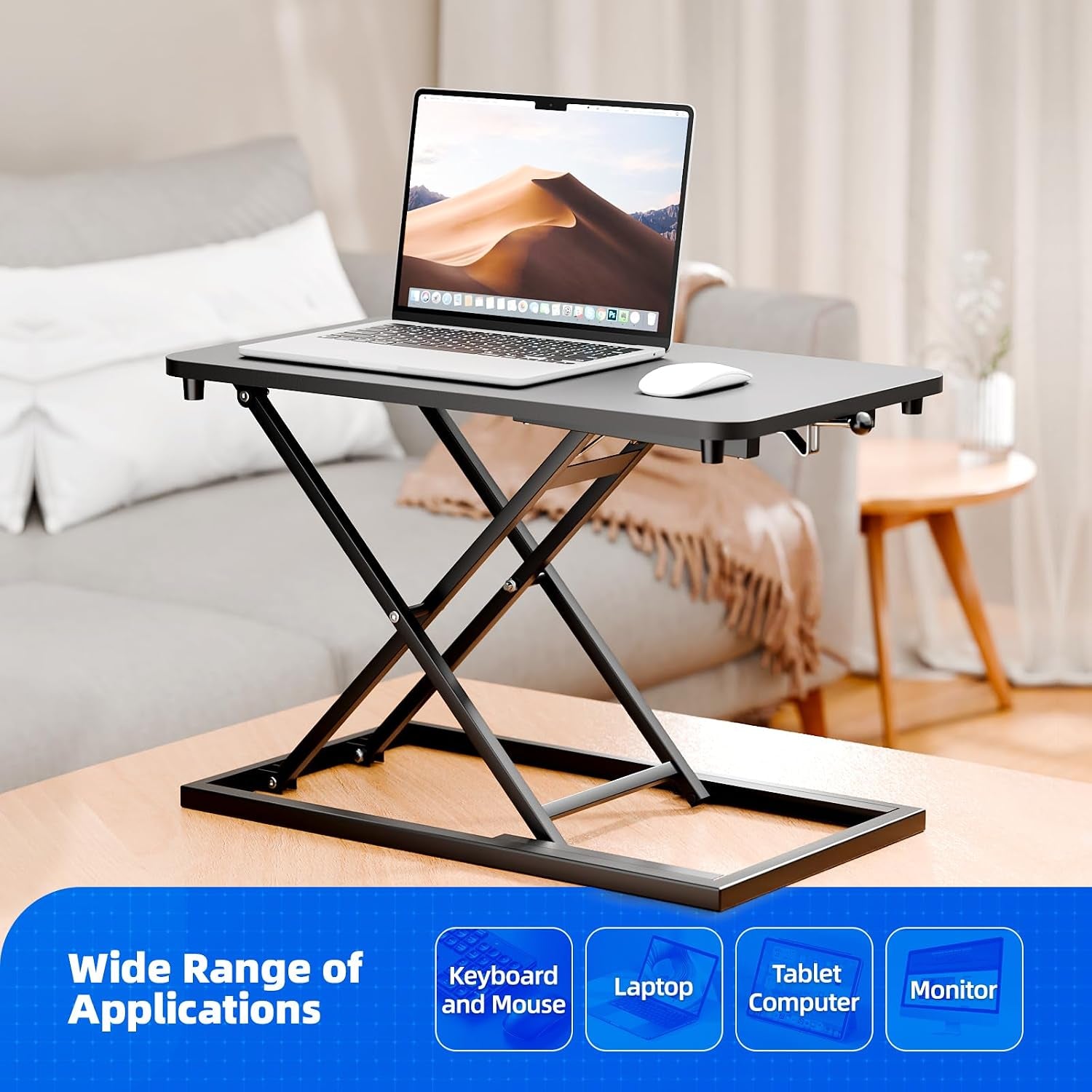 Standing Desk Converter Height Adjustable, Sit to Stand up Desk Riser Computer Workstation Use in Laptop and Single Monitor Ergonomic Desktop Workstation for Home Office - Black