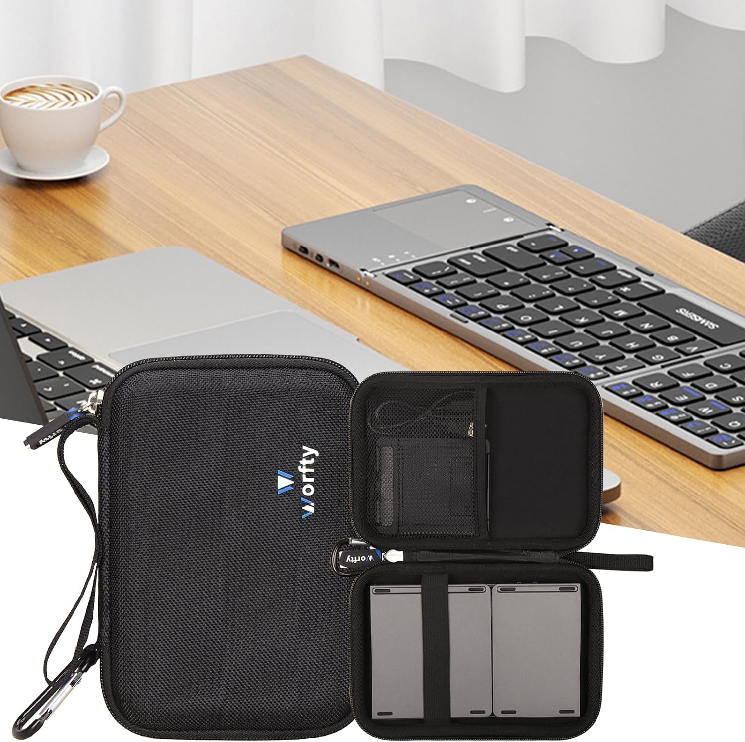 Hard Travel Carrying Case for Samsers Foldable Bluetooth Keyboard, Storage EVA Case Compatible with Samsers Touchpad Portable Wireless Keyboard KT03 (Case Only)