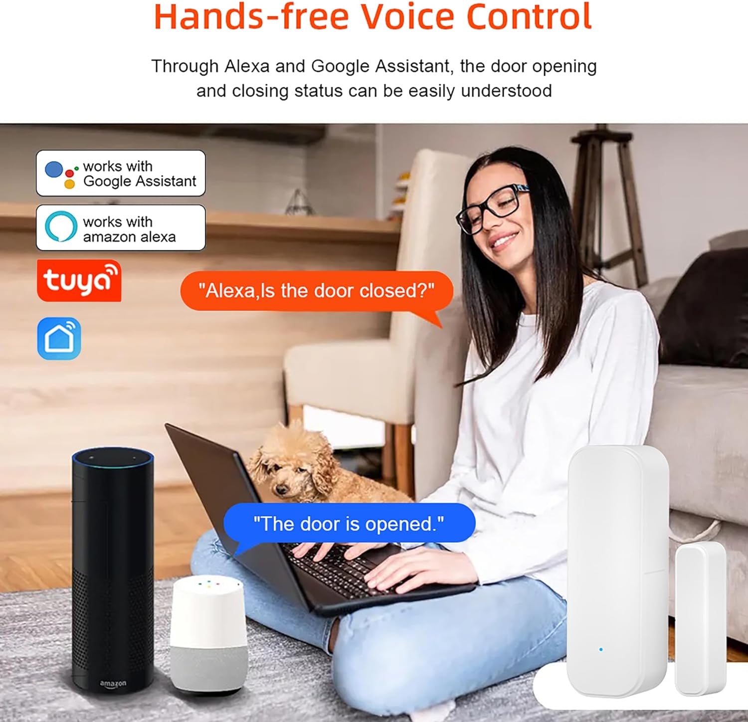 Wifi Door Sensor 2 Pack, Smart Contact Sensor with App Alerts, No Hub
