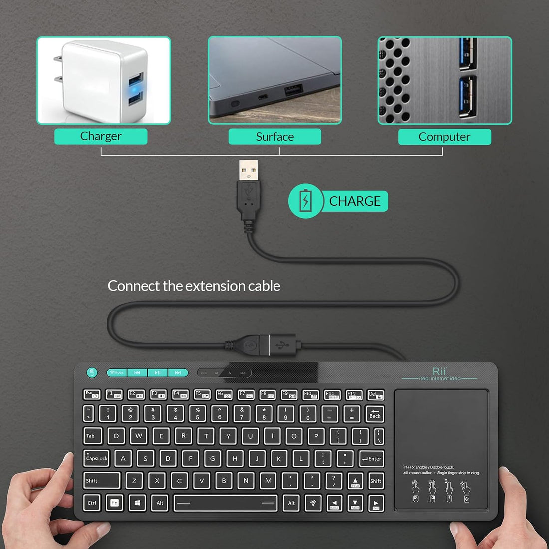 (Dual Mode) RT518S Wireless and Bluetooth Multimedia Keyboard