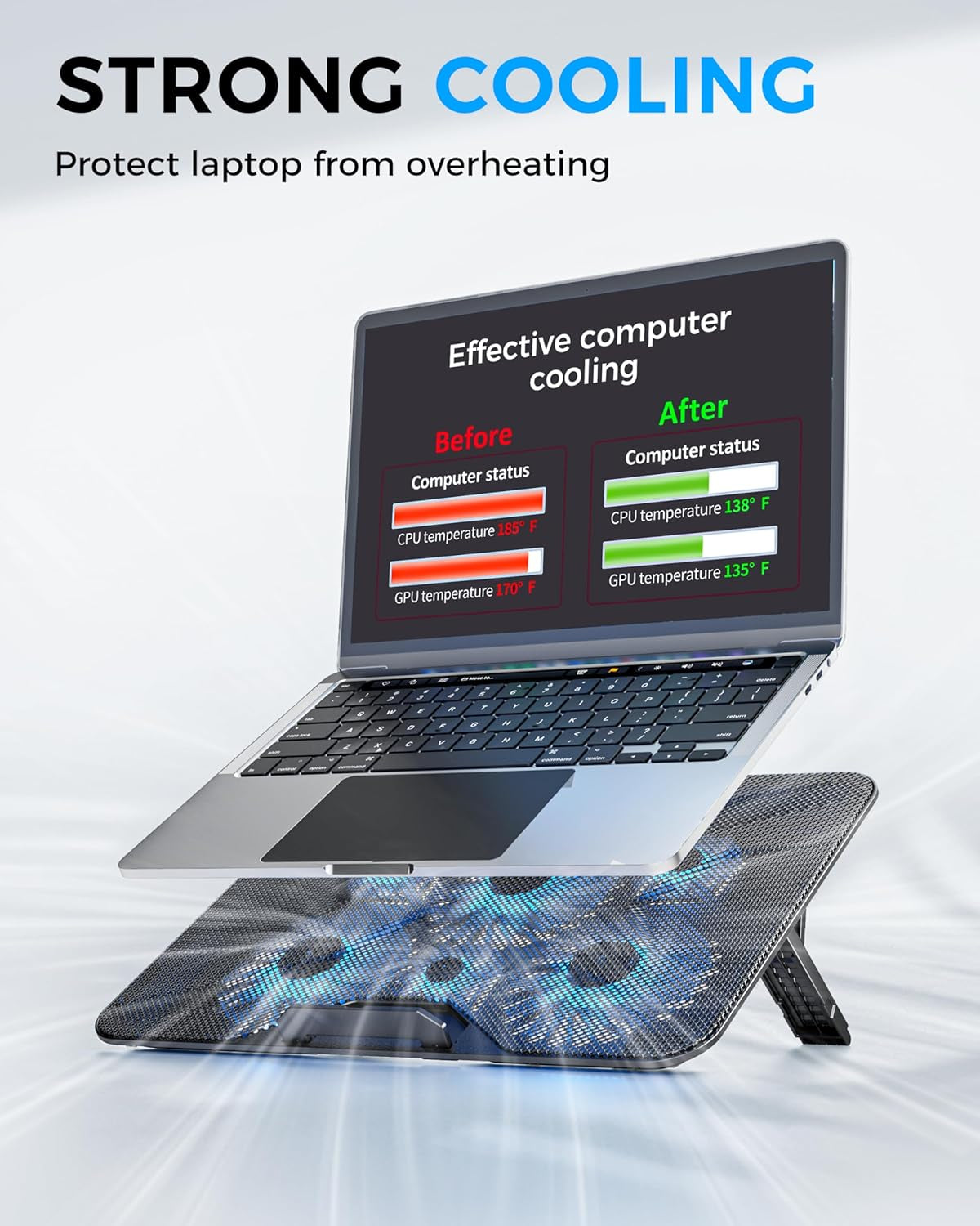 Laptop Cooling Pad with 6 High-Speed Fans for 14-17.3 Inch Laptops