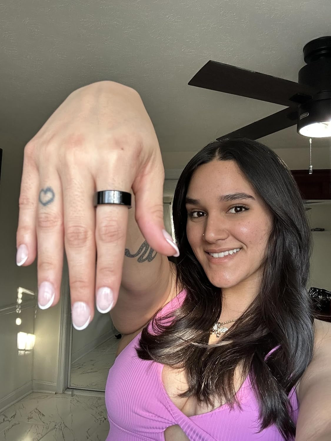 Vital Health Smart Ring for Women Rings for Men Fitness, Black, Size 8