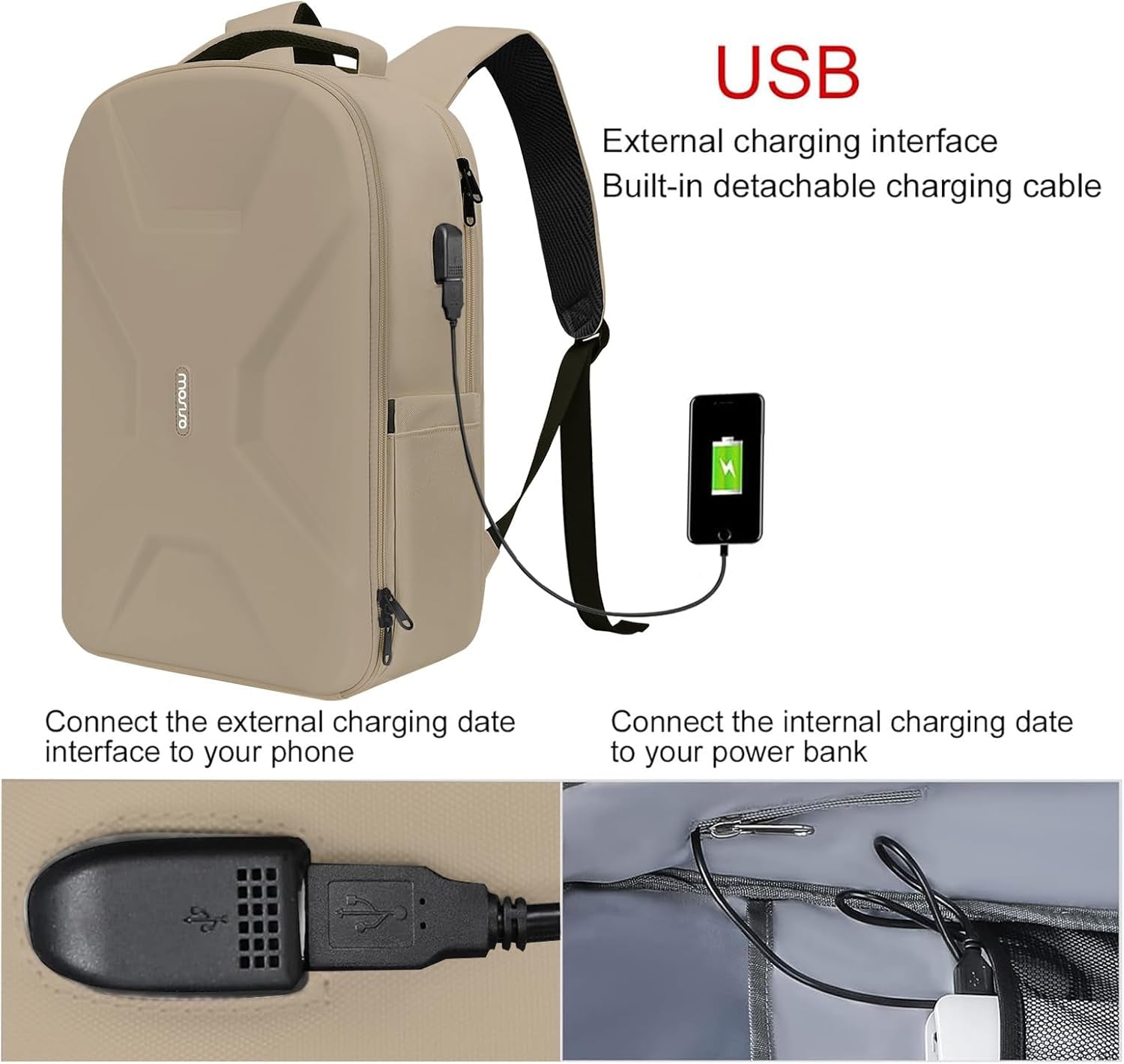 15.6-16 Inch 35L Laptop Backpack with USB Charging Port