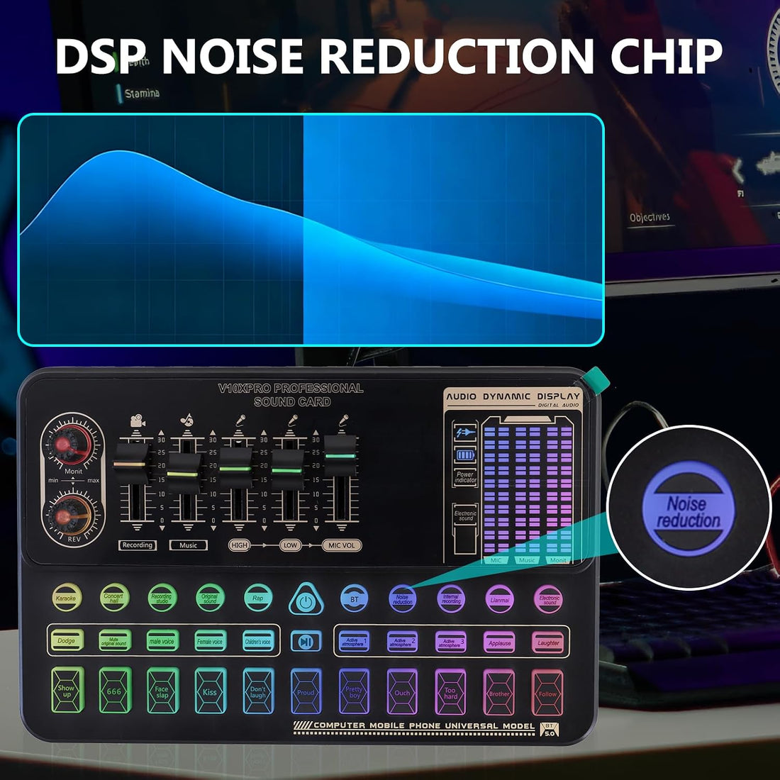 Podcast Equipment Bundle, V10XPRO Audio Mixer with Voice Changer