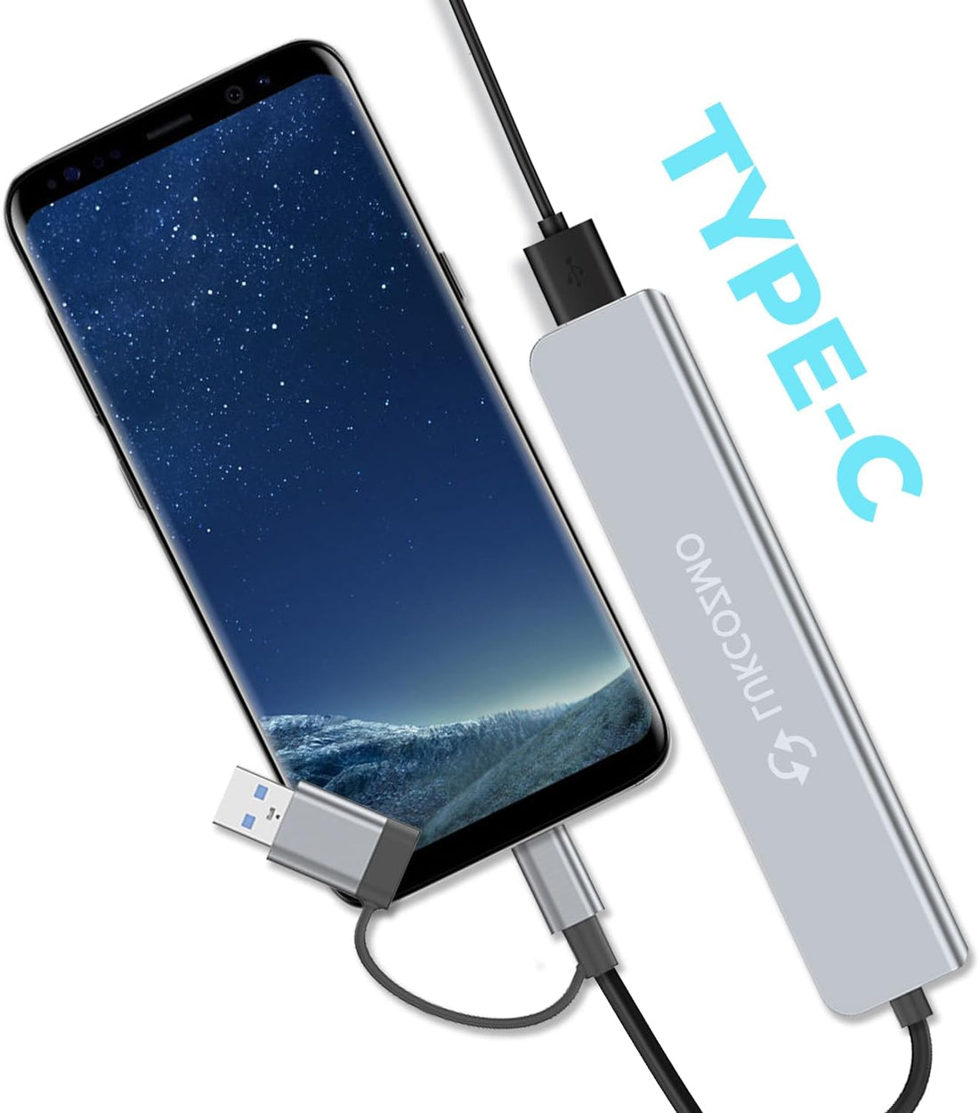 8 in 1 USB C Hub with USB 3.0 Splitter, 4 USB Ports & SD/TF Card Reader