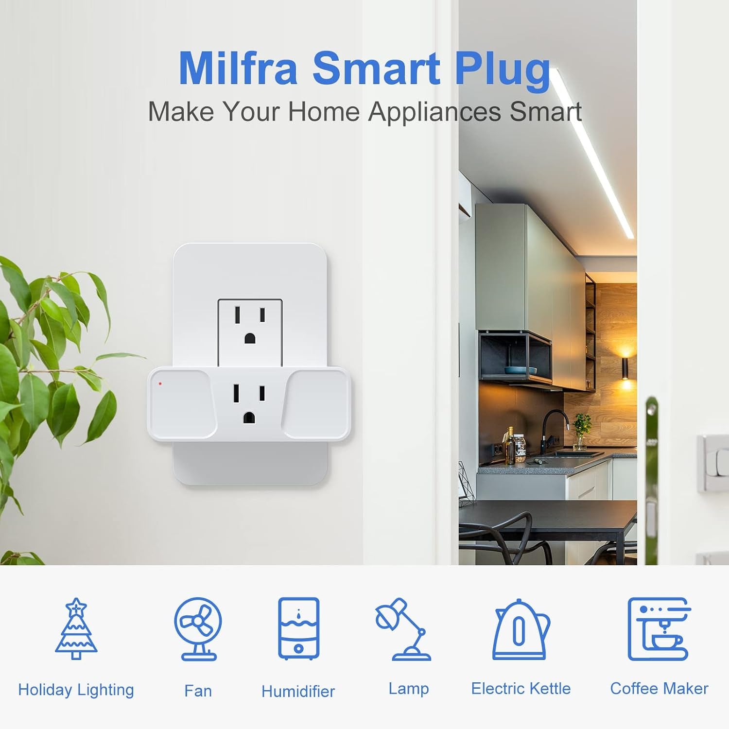 Smart Plug 1 Pack  2.4Ghz Wifi Smart Plug Smart Home Wi-Fi Outlet Compatible with Alexa Google Assistant