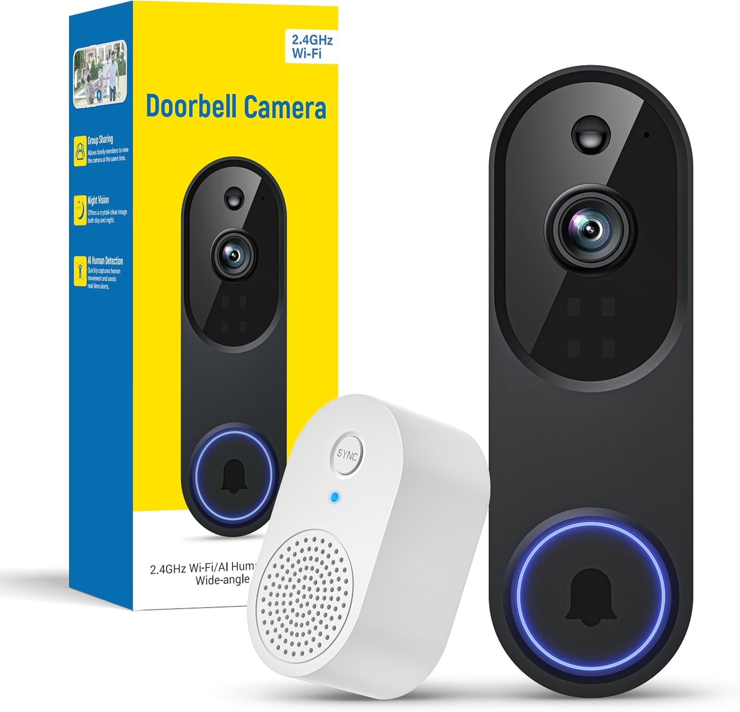 1080P Battery Wifi Video Doorbell Camera Wireless with Color Night Vision