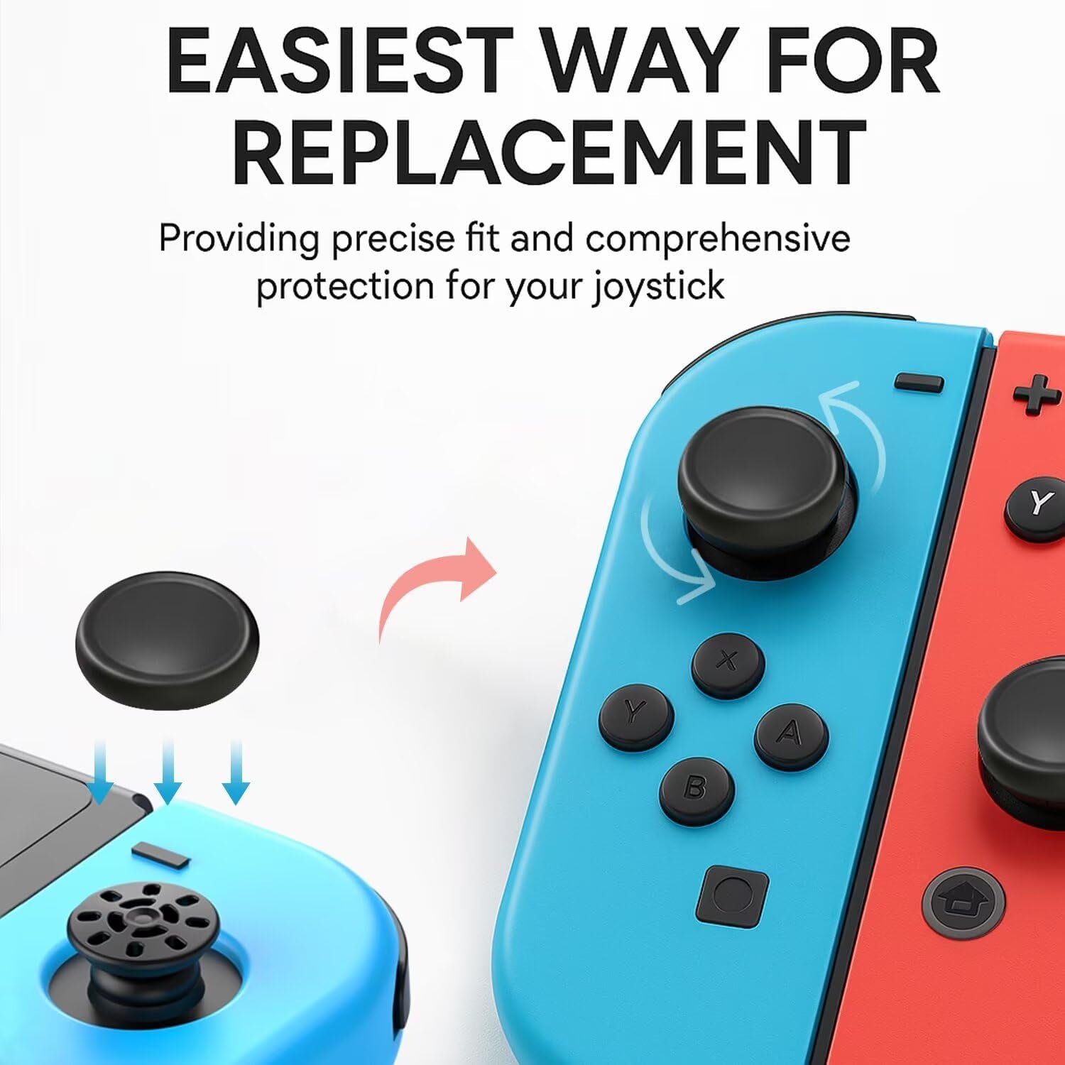 NS Joystick Controller Replacement Thumb Grip Cap Compatible with N-Switch OLED& NS Lite, JC Joystick Grip Button Stick Cover Controller 3D Skin Replacement Part Repair Kit Accessories