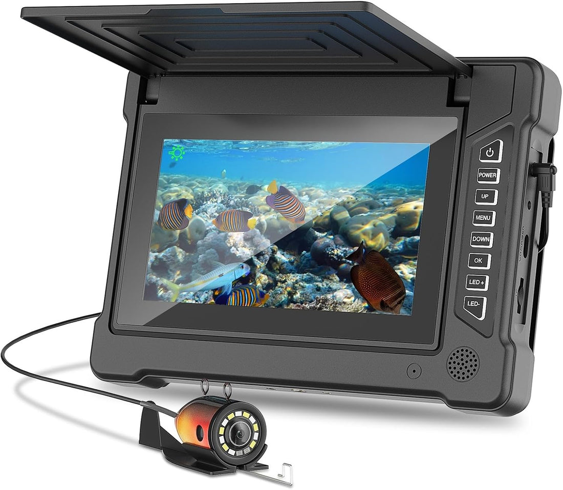 Underwater Fishing Camera 100Ft, 7'' IPS 1200TVL HD Ice Fishing Camera Underwater, Fish Finder Camera for Ice Lake Boat Fishing W/ 6 White & 6 IR Leds, IP68 Waterproof for Saltwater & Kayak