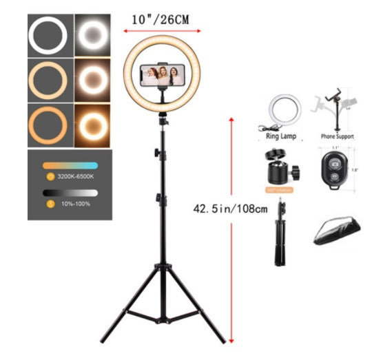 Ring Mobile Phone Holder Bracket Tripod Round Fill Light 3 Colors