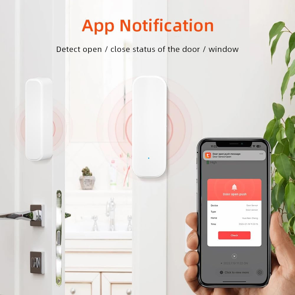 Wifi Door Sensor 2 Pack, Smart Contact Sensor with App Alerts, No Hub