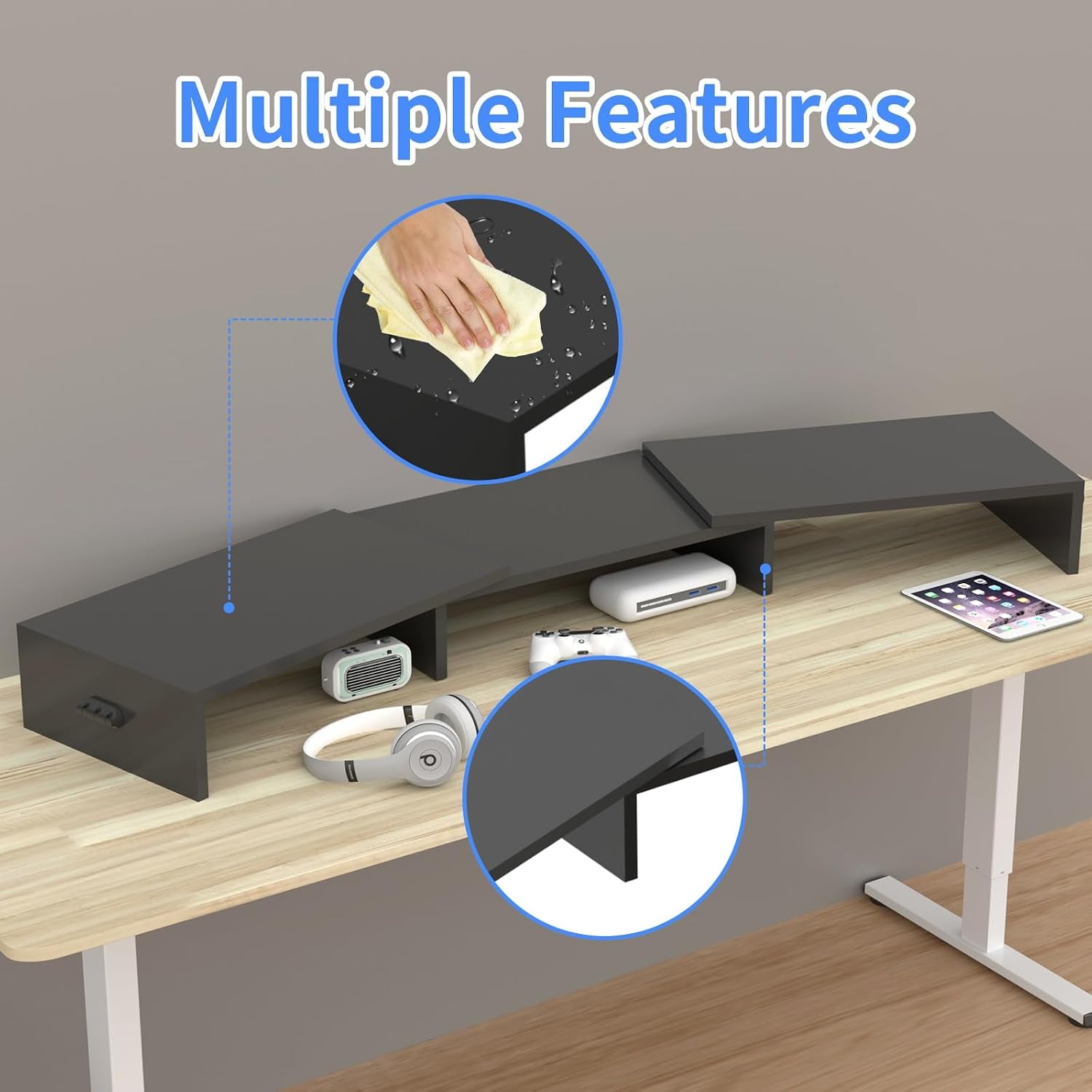 Monitor Stand Riser with Adjustable Length and Swivel Angles