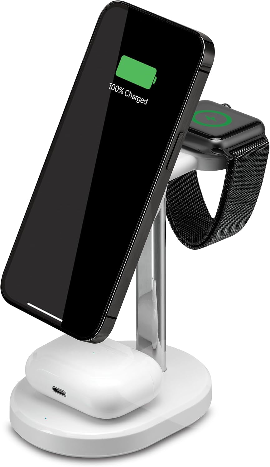 Ilive 3-In-1 Wireless Charging Stand for Phone, Smartwatch & Earbuds