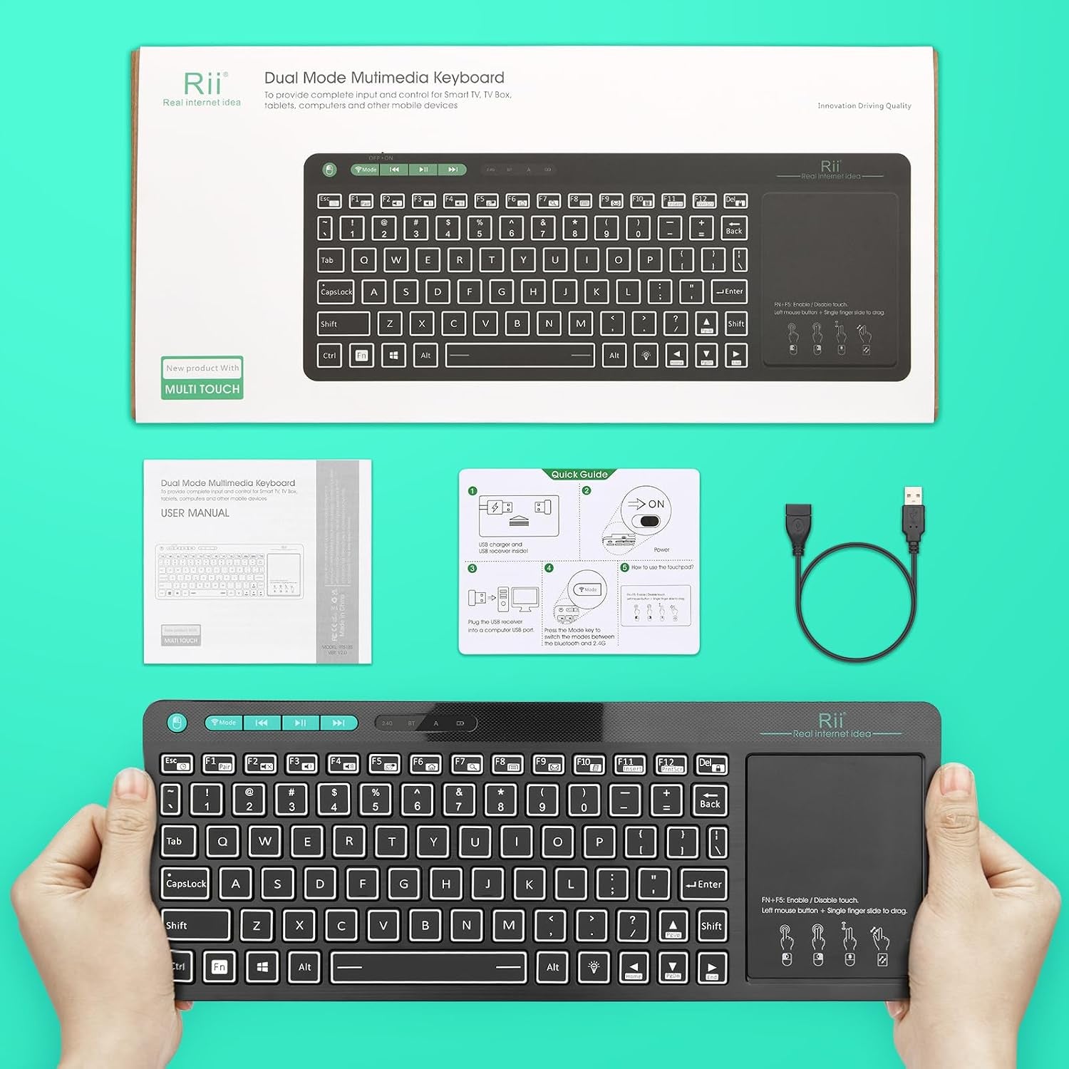 (Dual Mode) RT518S Wireless and Bluetooth Multimedia Keyboard