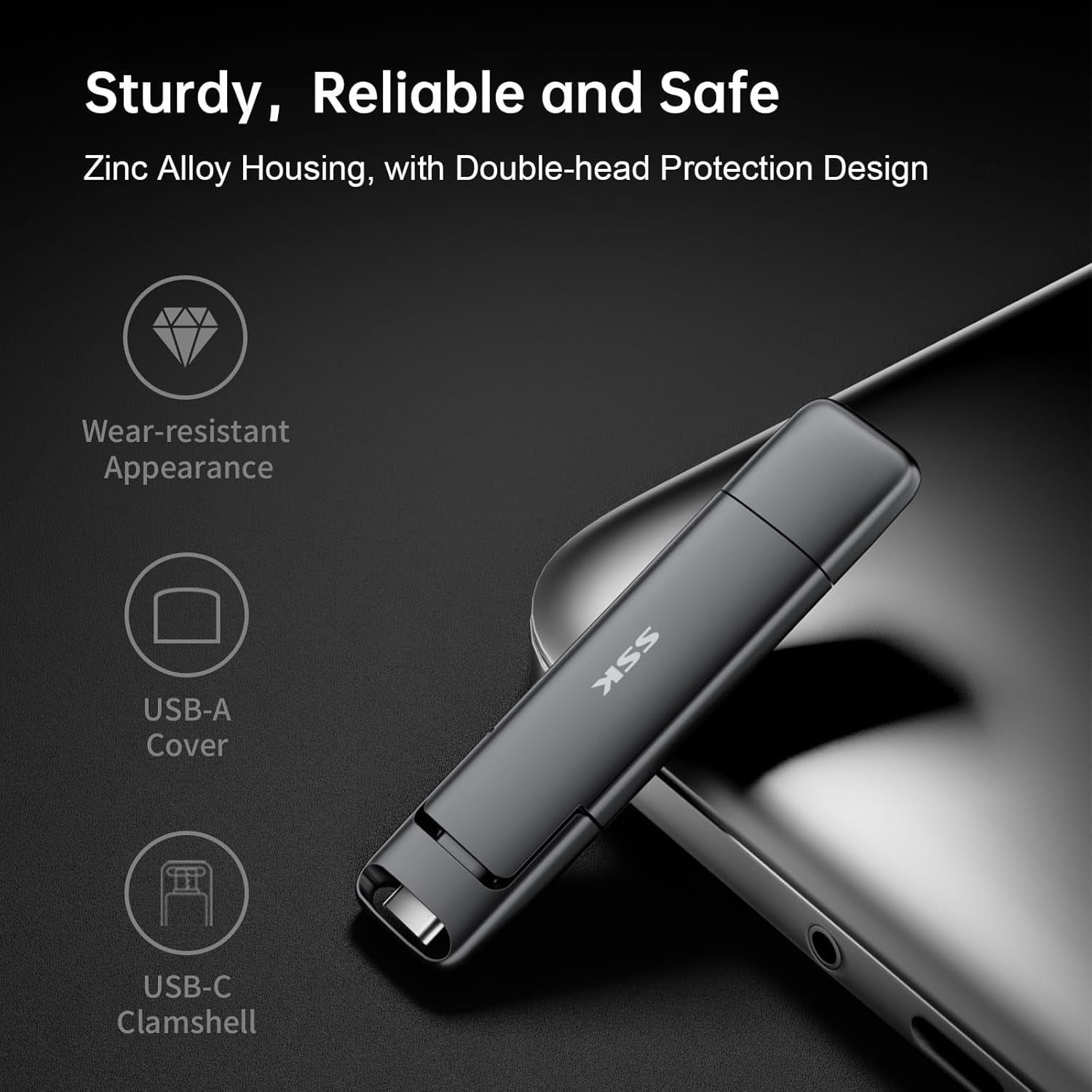 128GB USB C Flash Thumb Drive up to 550Mb/S Dual USB C+A Memory Stick