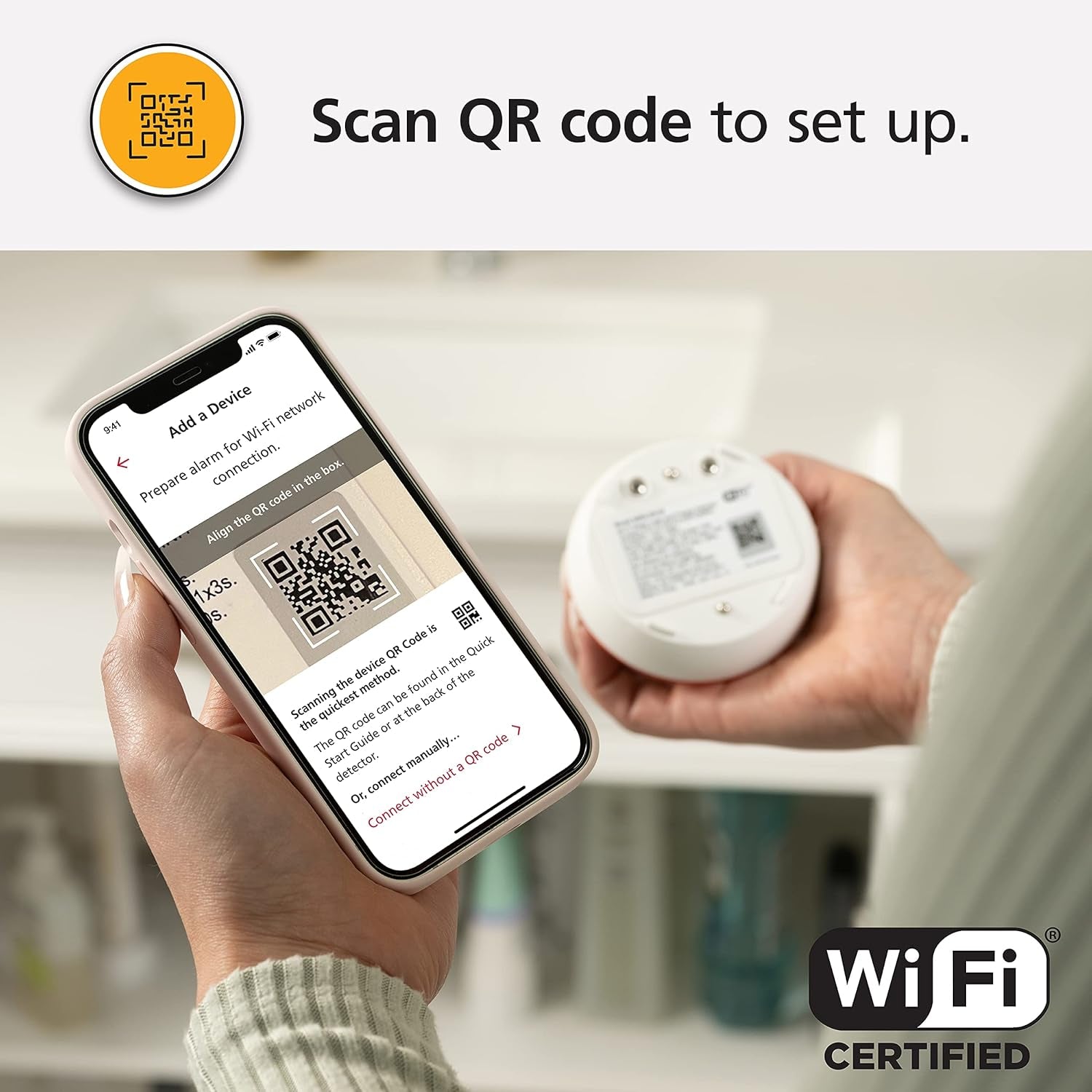 Kidde Wifi Water Leak Detector & Freeze Alarm, Alexa Device, Smart Leak Detector for Homes with App Alerts,White
