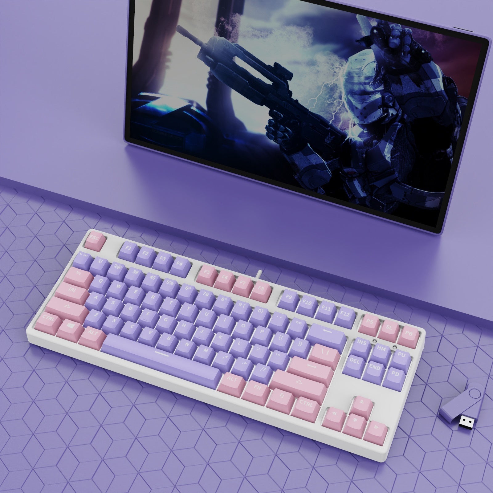 87 Key Wired Game Hot Plug Two Colors Mechanical Keyboard