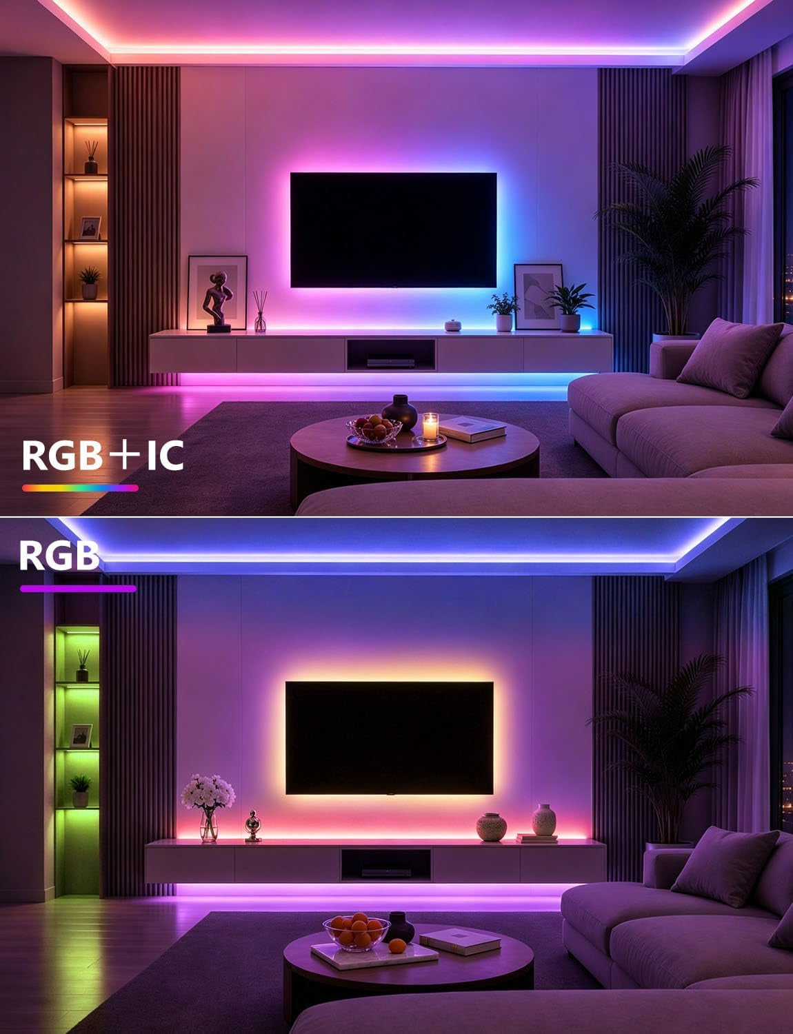 100Ft RGB+IC LED Strip Lights, LED Lights for Bedroom, Smart Control